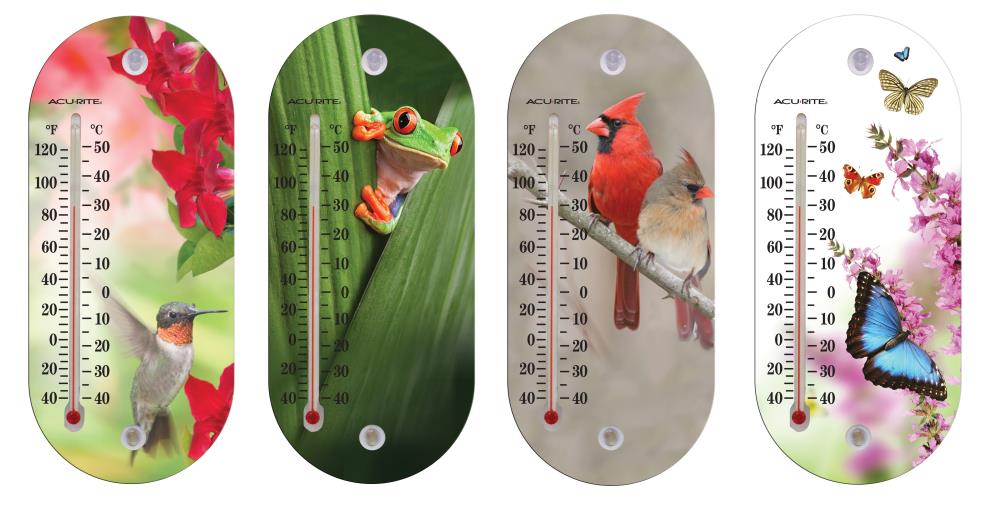 Metal Outdoor Thermometers With Bird Feeder Decorative Thermometer