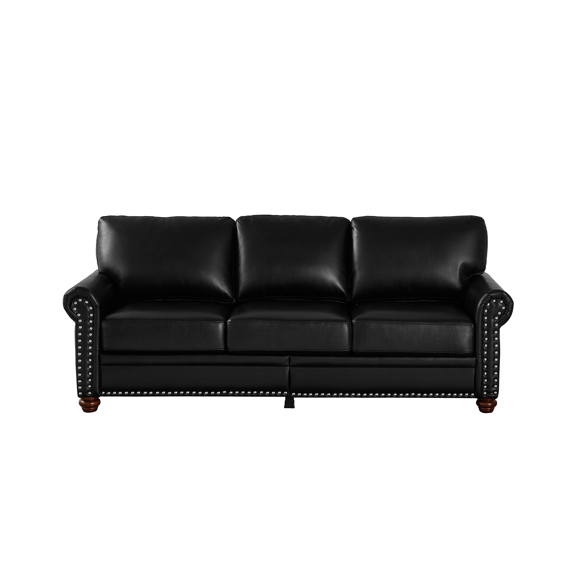 Bybafun - 82.68-in W Modern Black Faux leather 3-seater Sofa