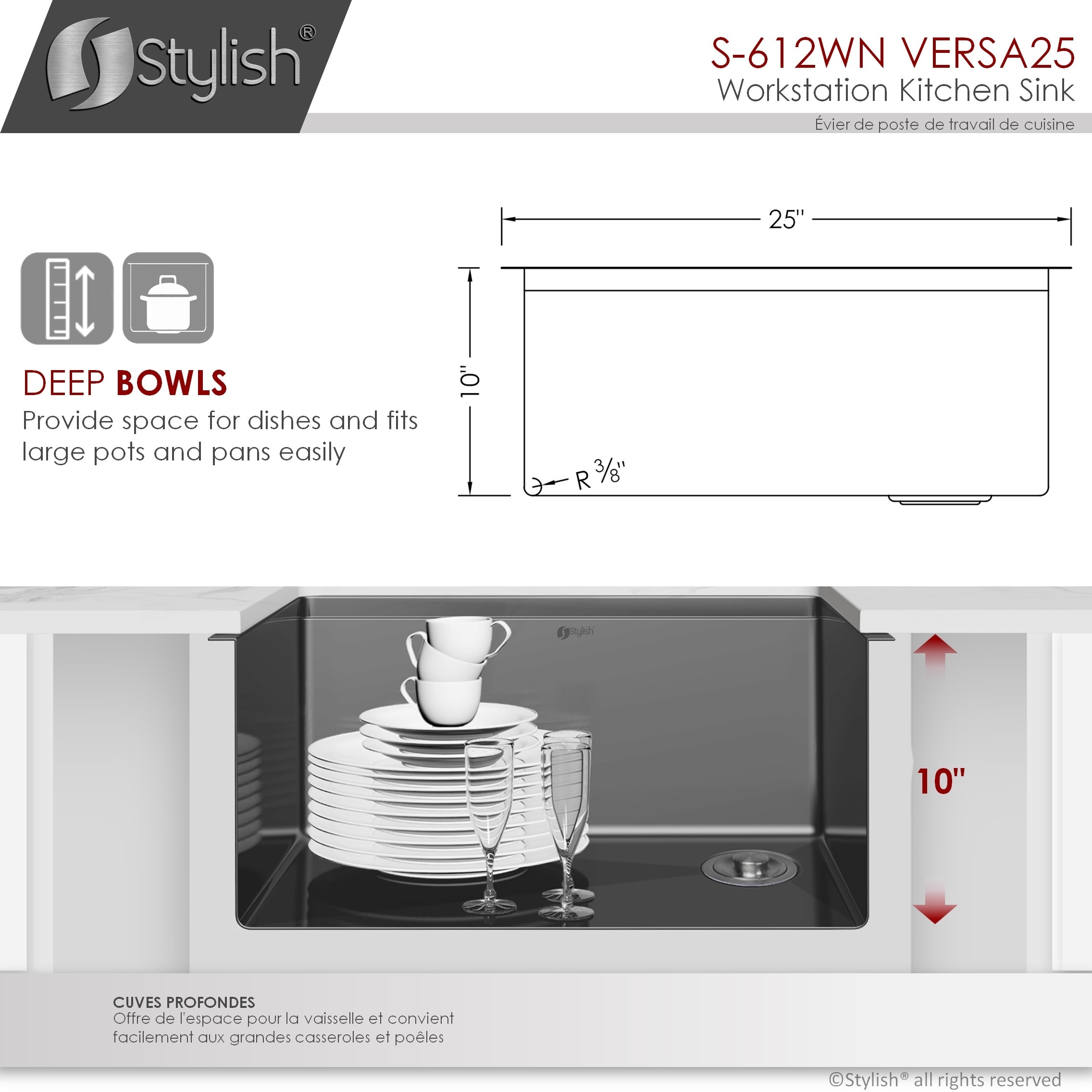 Stylish S-612WN1 Kitchen-Sinks - View #5
