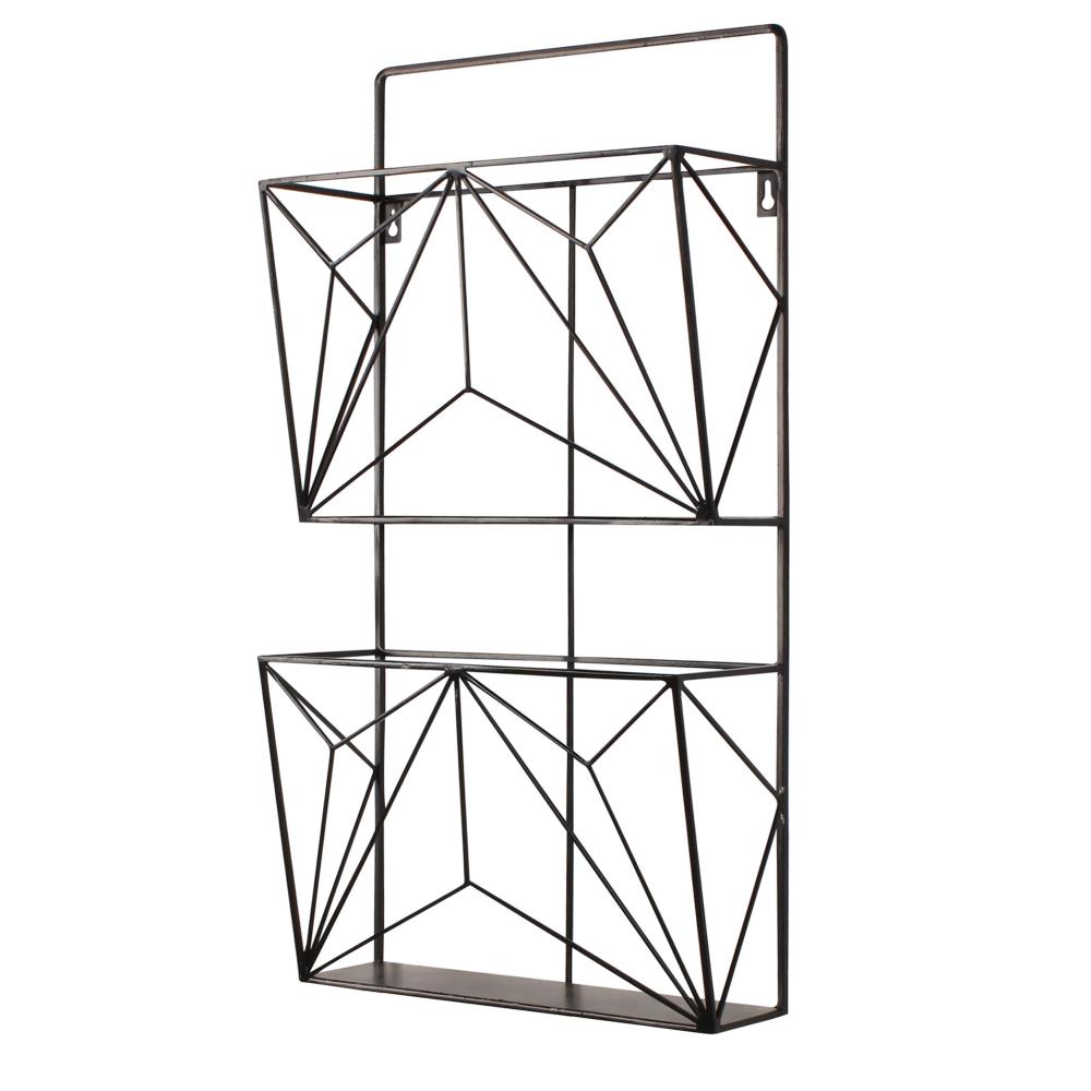 Kate and Laurel 214091 Metal 2 Compartment Hanging Desk Organizer, Pack of 1, Black