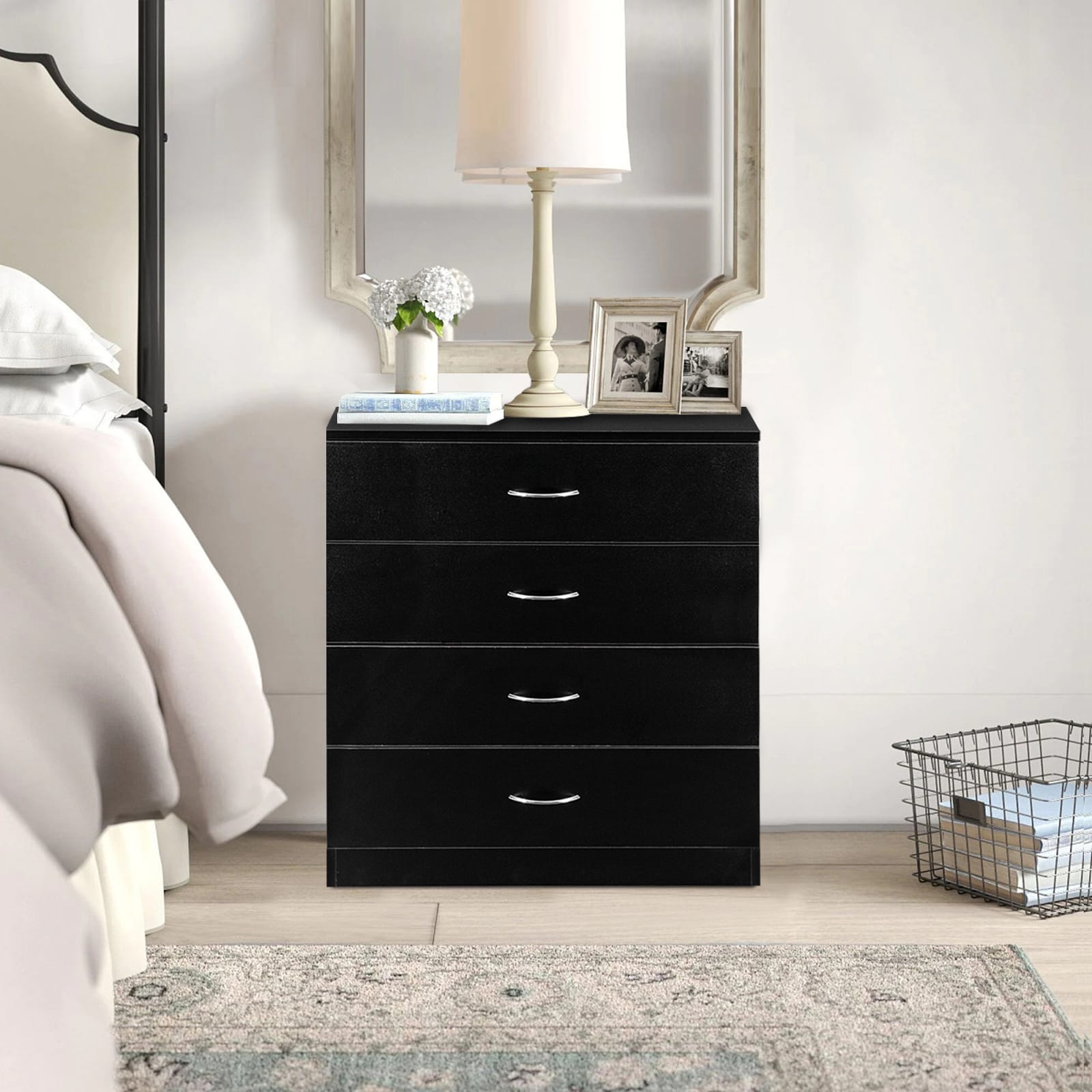 Black Farmhouse 4-Drawer Vertical Chest of Drawers
