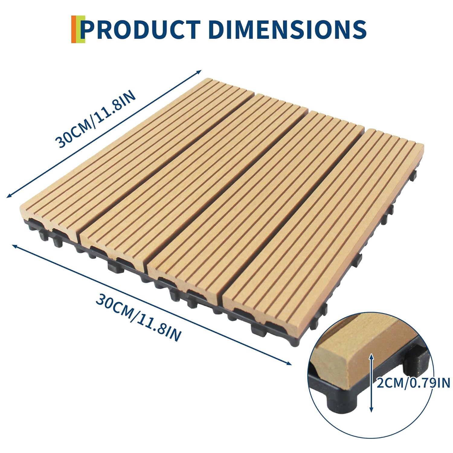 Garvee 48 Pack 12 In X 12 In Teak Interlocking Composite Deck Tiles ...