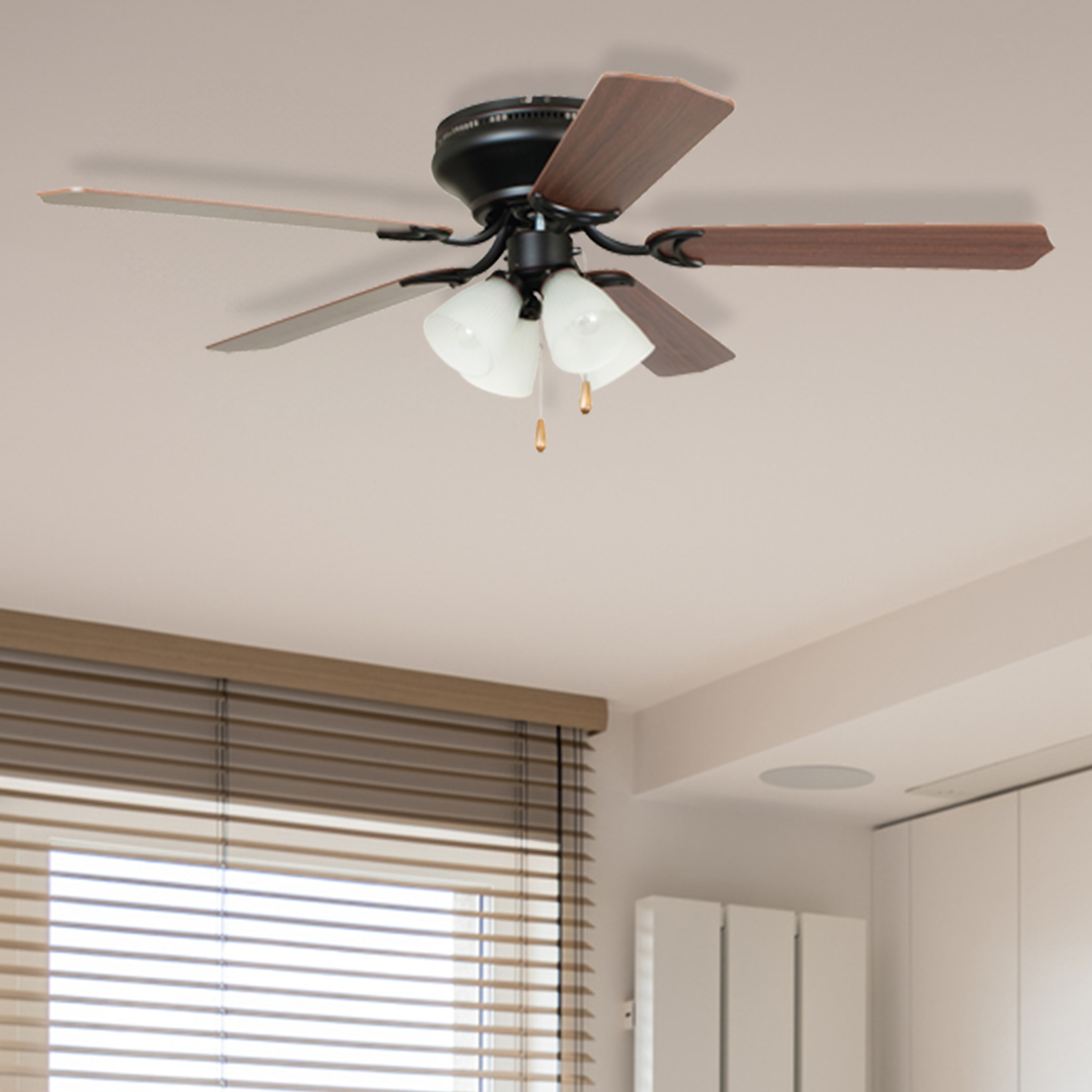 Harbor Breeze SCH52ORB5L Schuster 52-in Flush Mount Bronze with Cherry/Mahogany Blades Ceiling Fan With Light ( 5 -Blade )