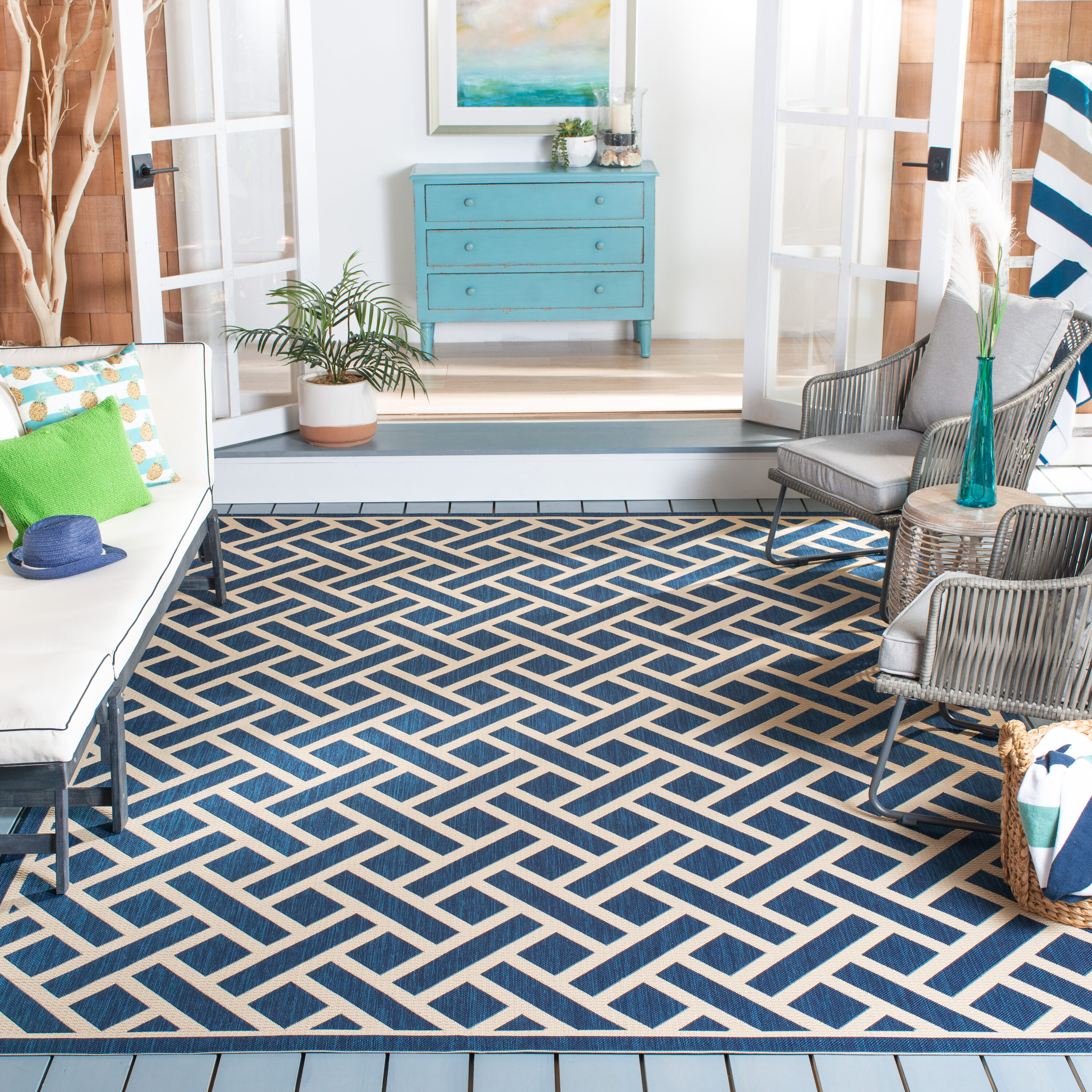 Courtyard 6306-258 Clayton Navy/Light Beige 9 X 12 Rectangular Area Rug