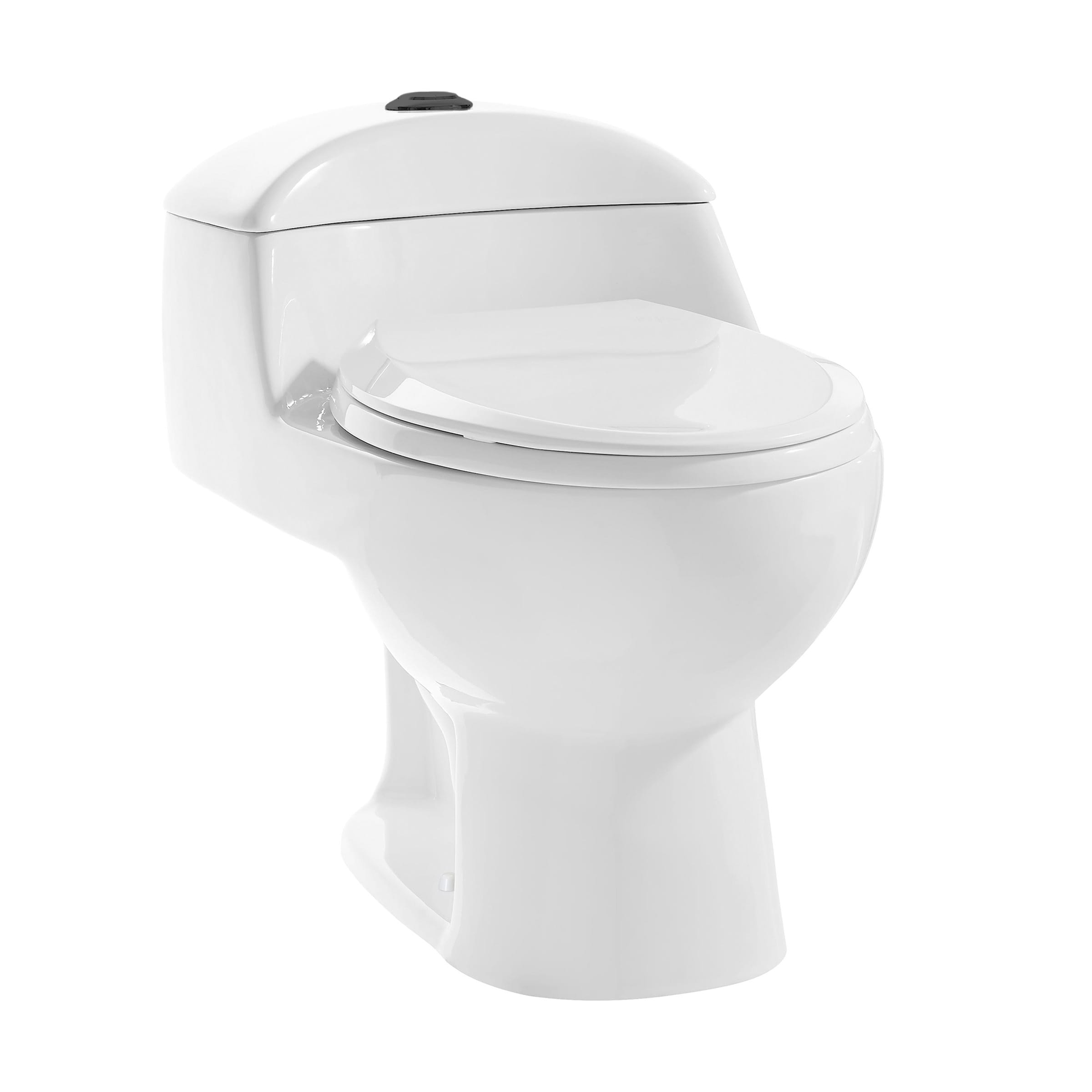Swiss Madison SM-25-1TMPE04WH Montparnasse Glossy White Dual Flush Elongated Standard height Smart Soft Close 1-piece Toilet 12-in Rough-In 1.6 GPF