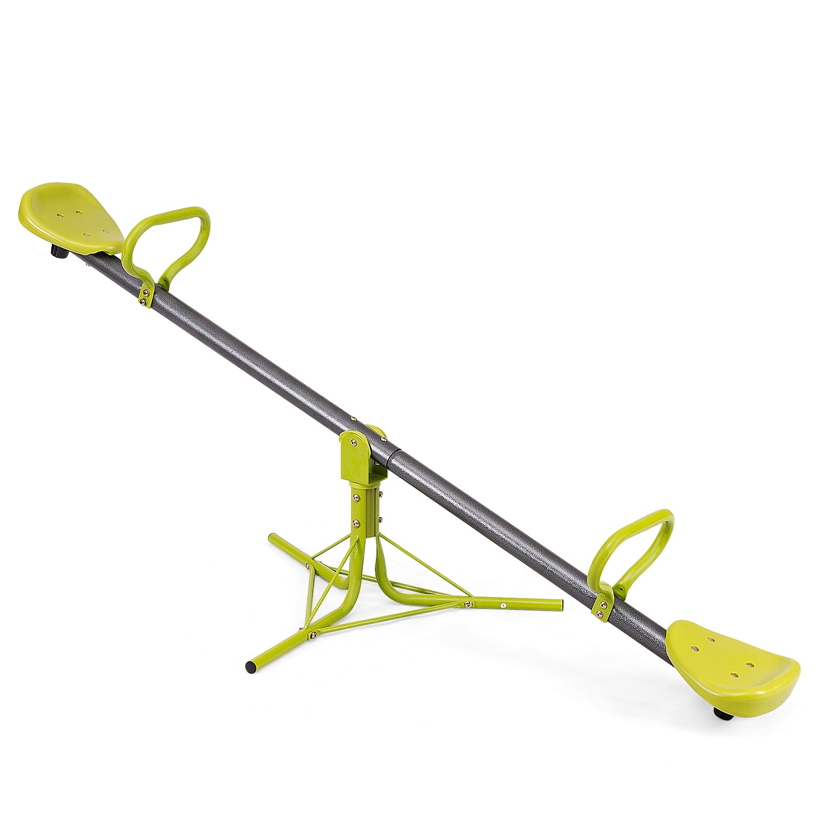 Slickblue Kids 360 Rotating Seesaw with Iron Frame and Shock Absorbing Seats for Indoor or Outdoor Play