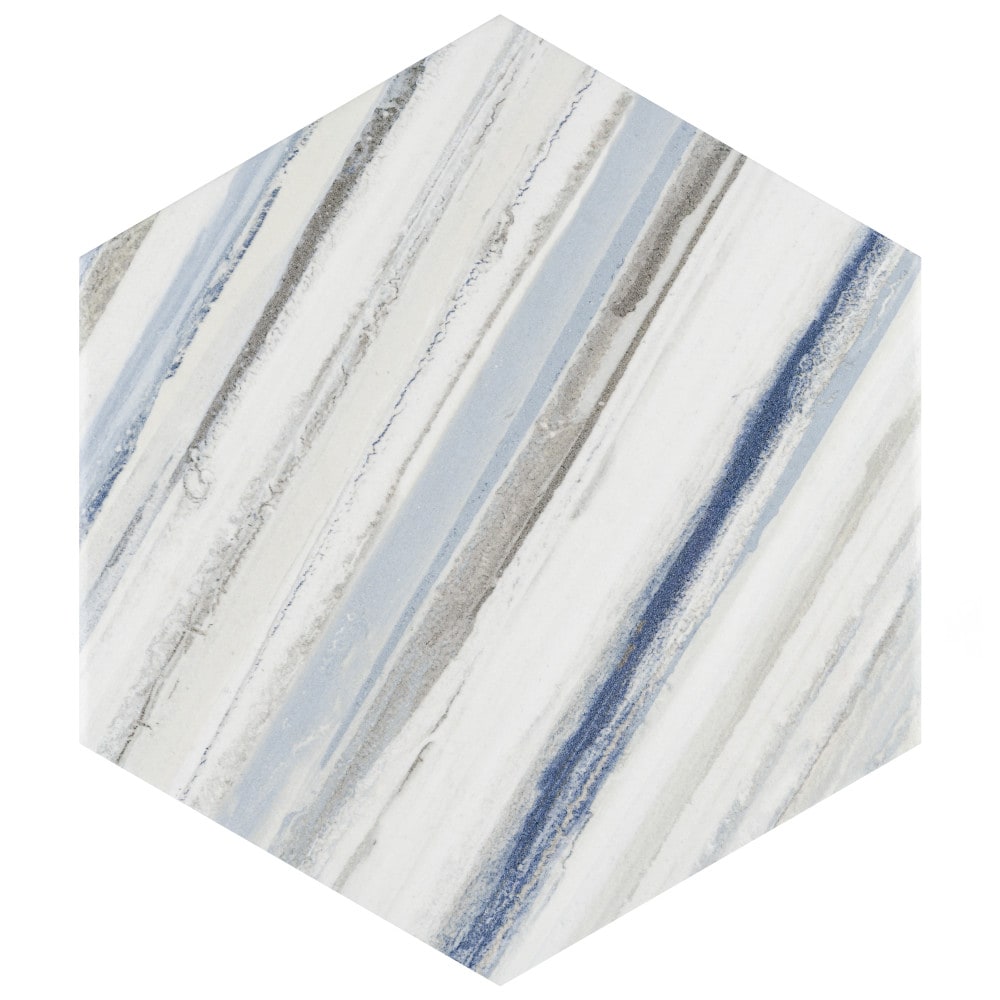Affinity Tile FCD10FWBL Flow Hex Blue 9-in x 10-in Multi-finish Porcelain Patterned Floor and Wall Tile (11.5-sq. ft/ Carton)