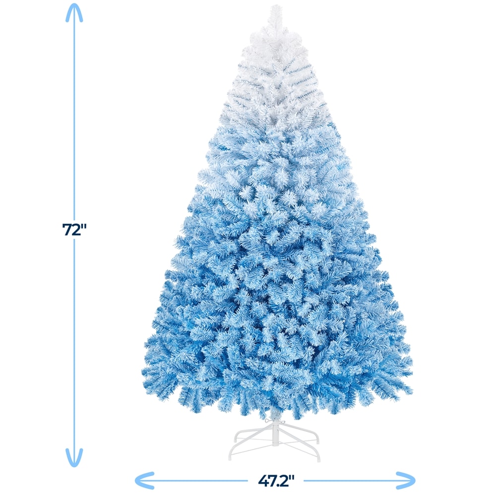 Yaheetech 6FT Lake Blue Gradient Flocked Artificial Christmas Tree with ...
