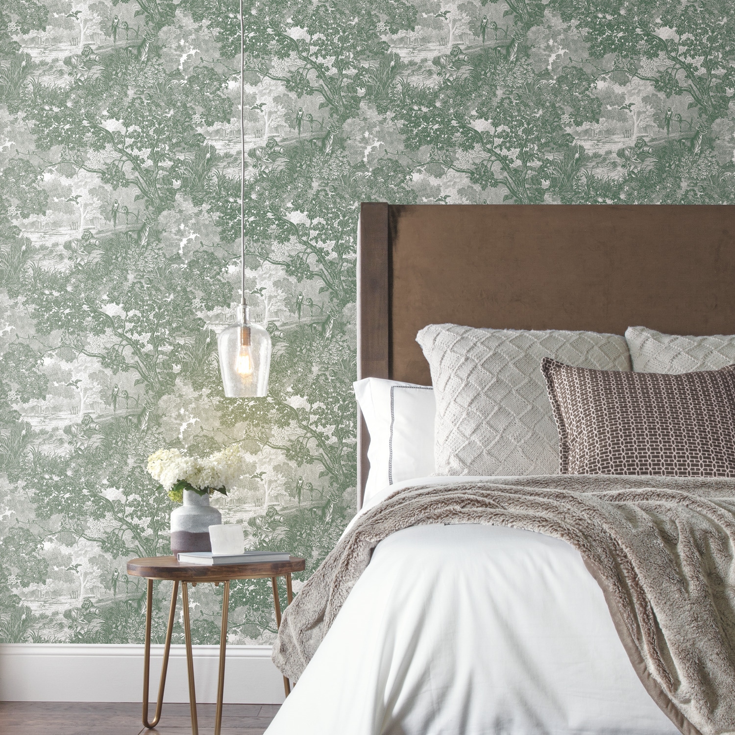 Green Toile Fabric Wallpaper and Home Decor  Spoonflower