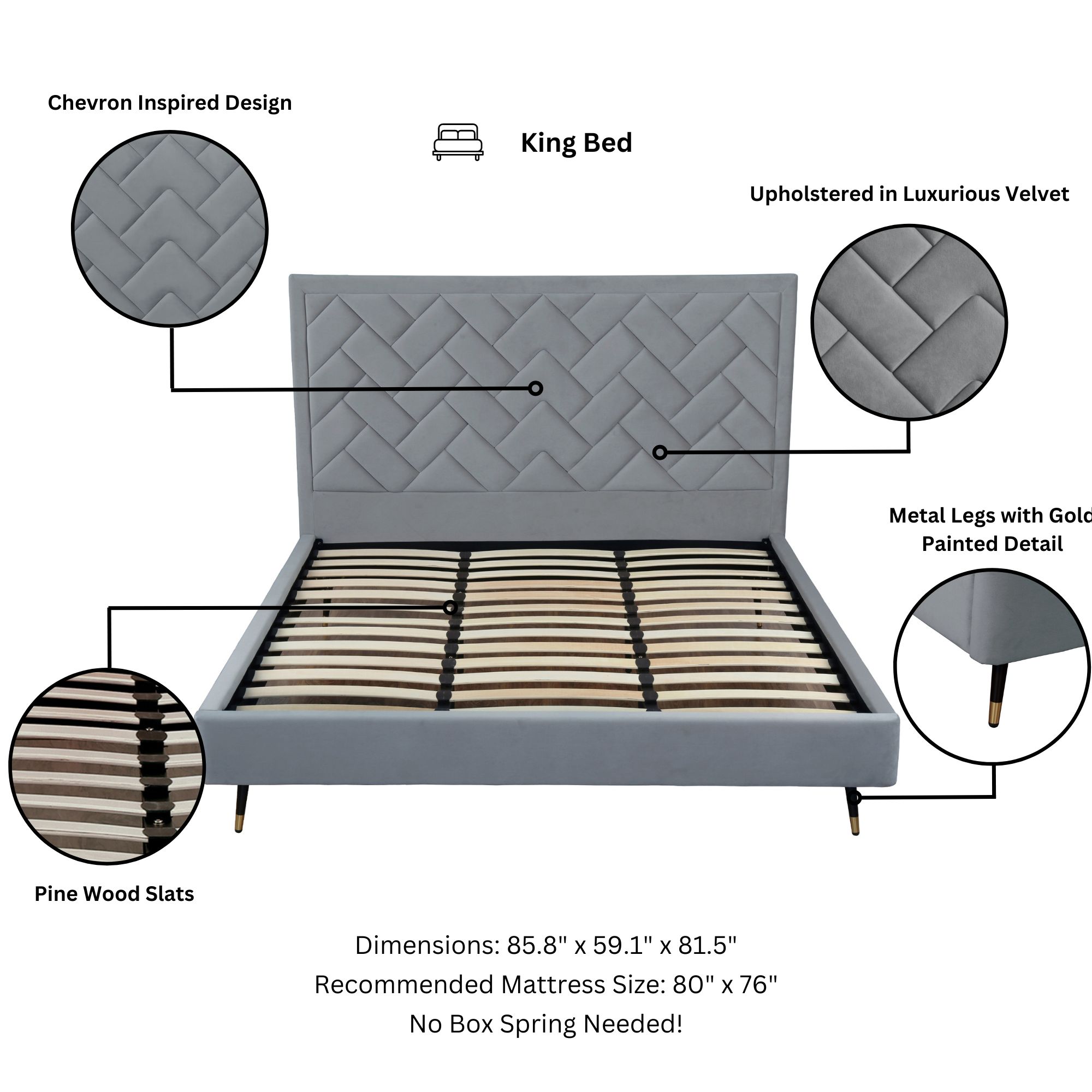 Manhattan Comfort BD009-KG-GY Bedroom-Sets - View #4