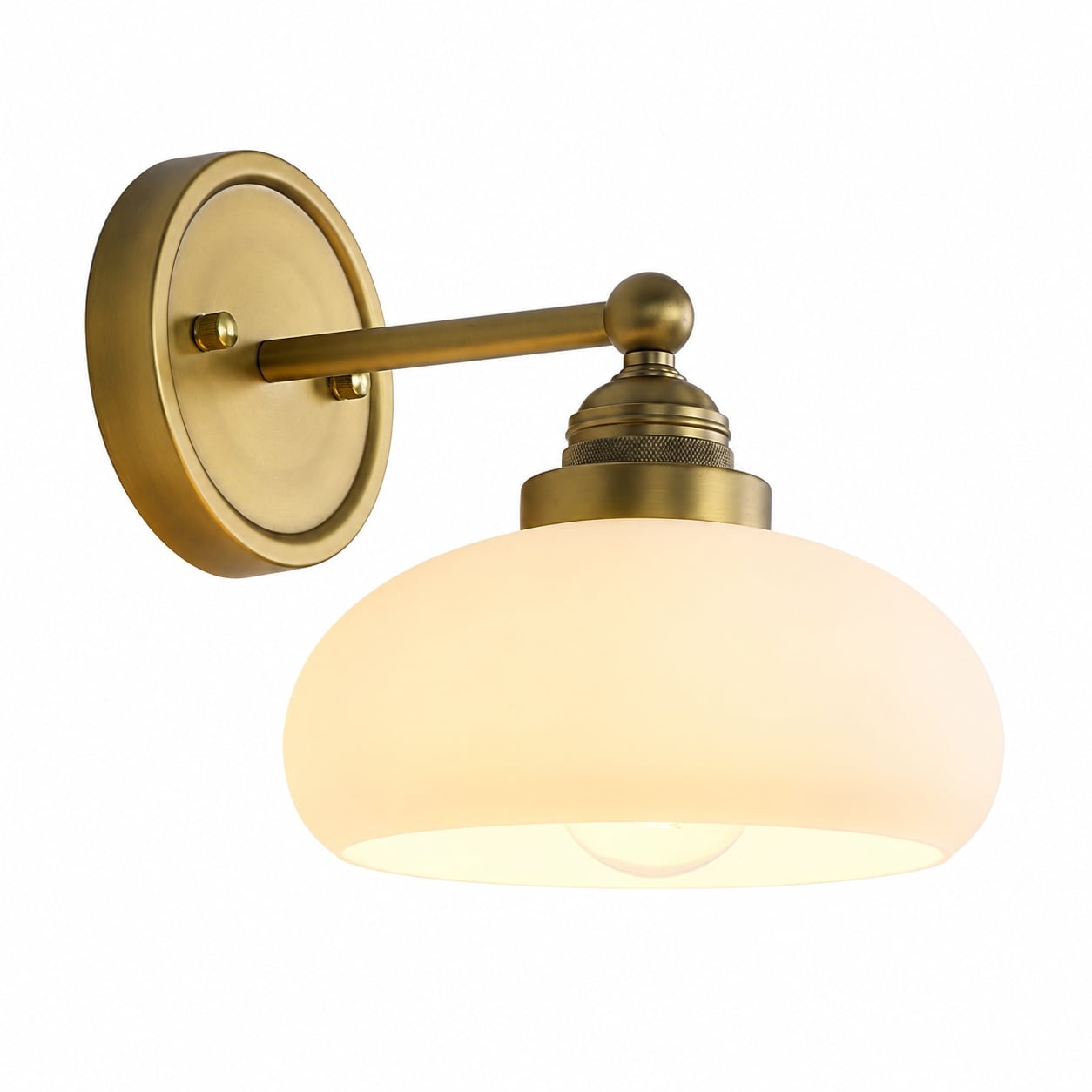 Aoibox  Vintage Brass Wall Sconce with Milk White Glass Shade E26 Vanity Light for Bathroom Hallway Bedroom