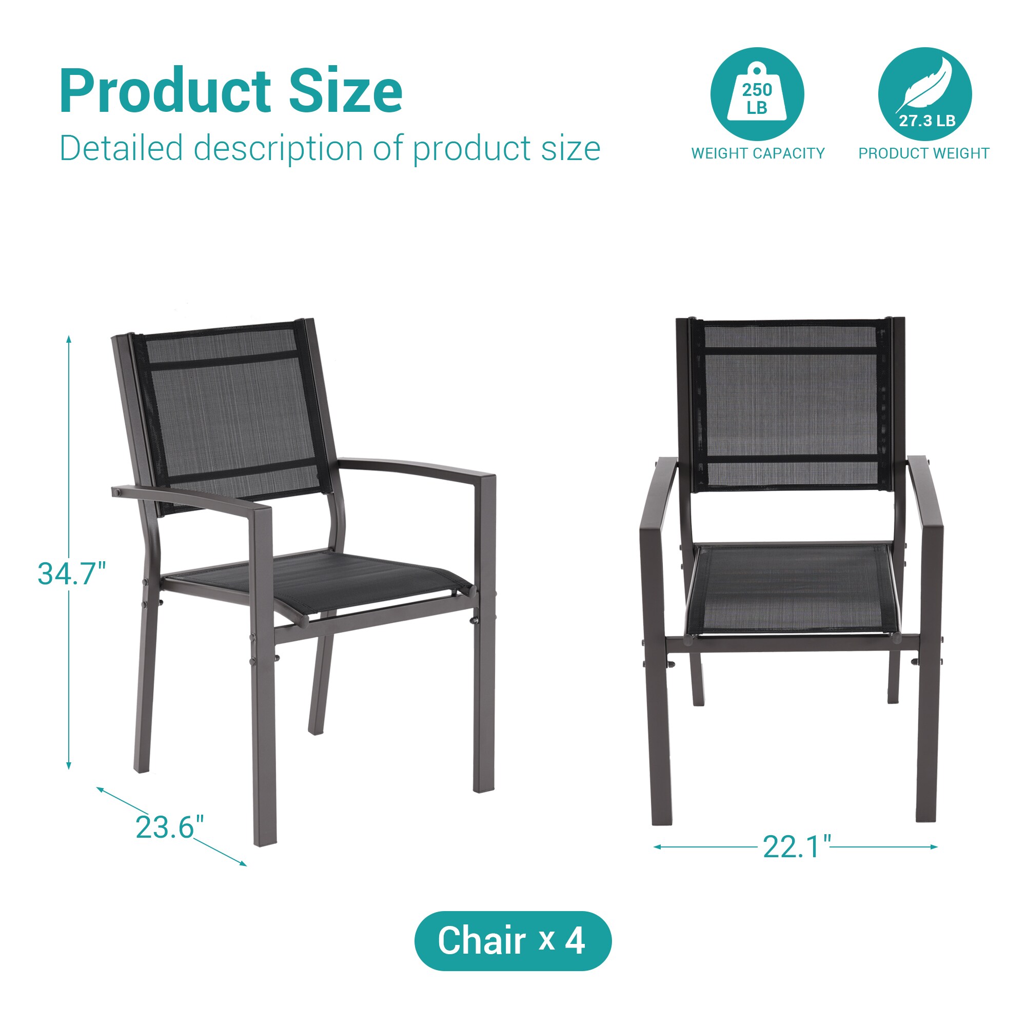 ACEGOSES LW-DS-265-BK-2 Patio-Chairs - View #3