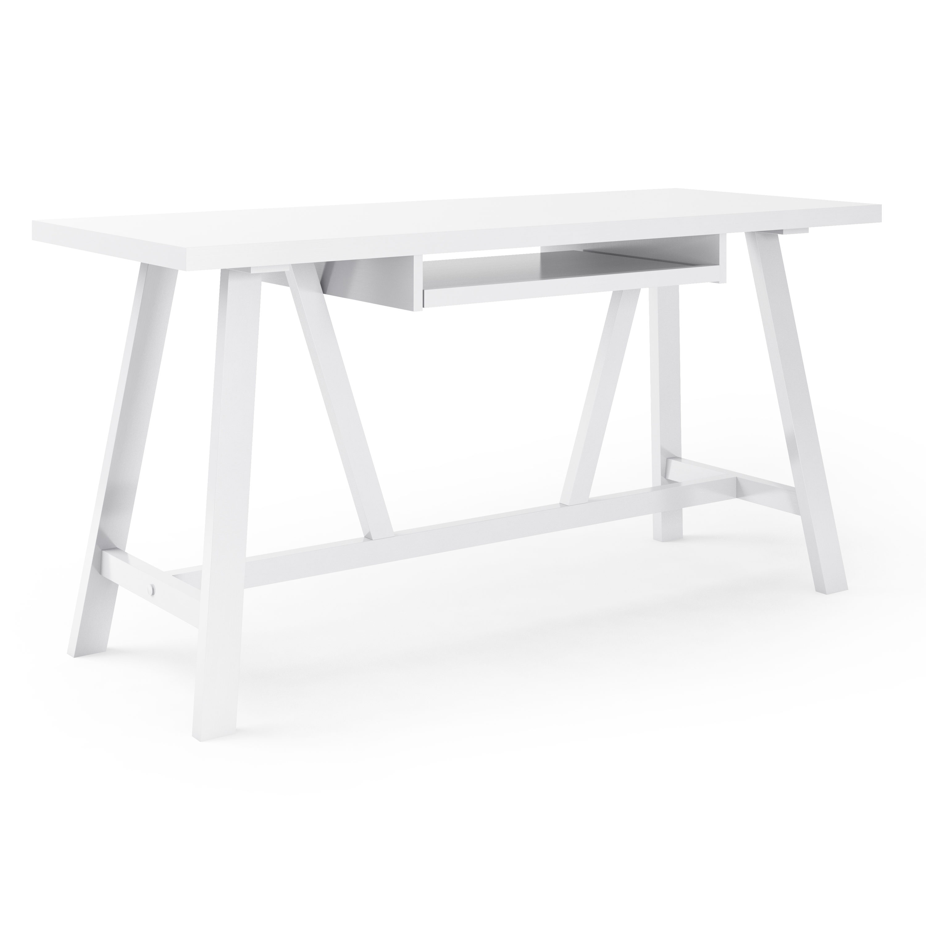 Simpli Home AXCDLN-08W Dylan 60-in White Modern/Contemporary Pine Computer Desk