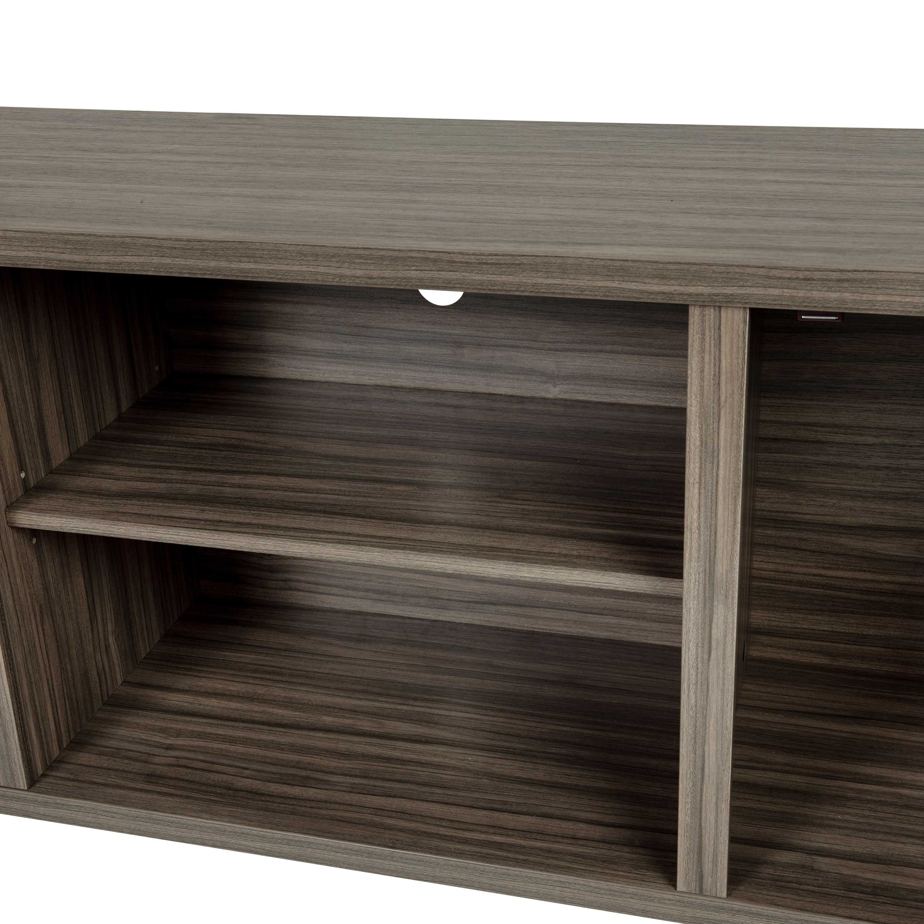 Rustic Industrial Gray Wash Oak TV Stand with Cabinet for 65" TVs