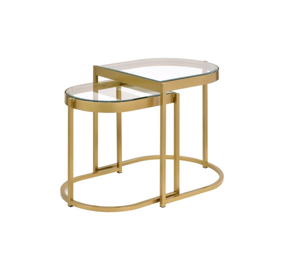 ACME FURNITURE 82340 Timbul Modern Glass Table Top Accent Table Set