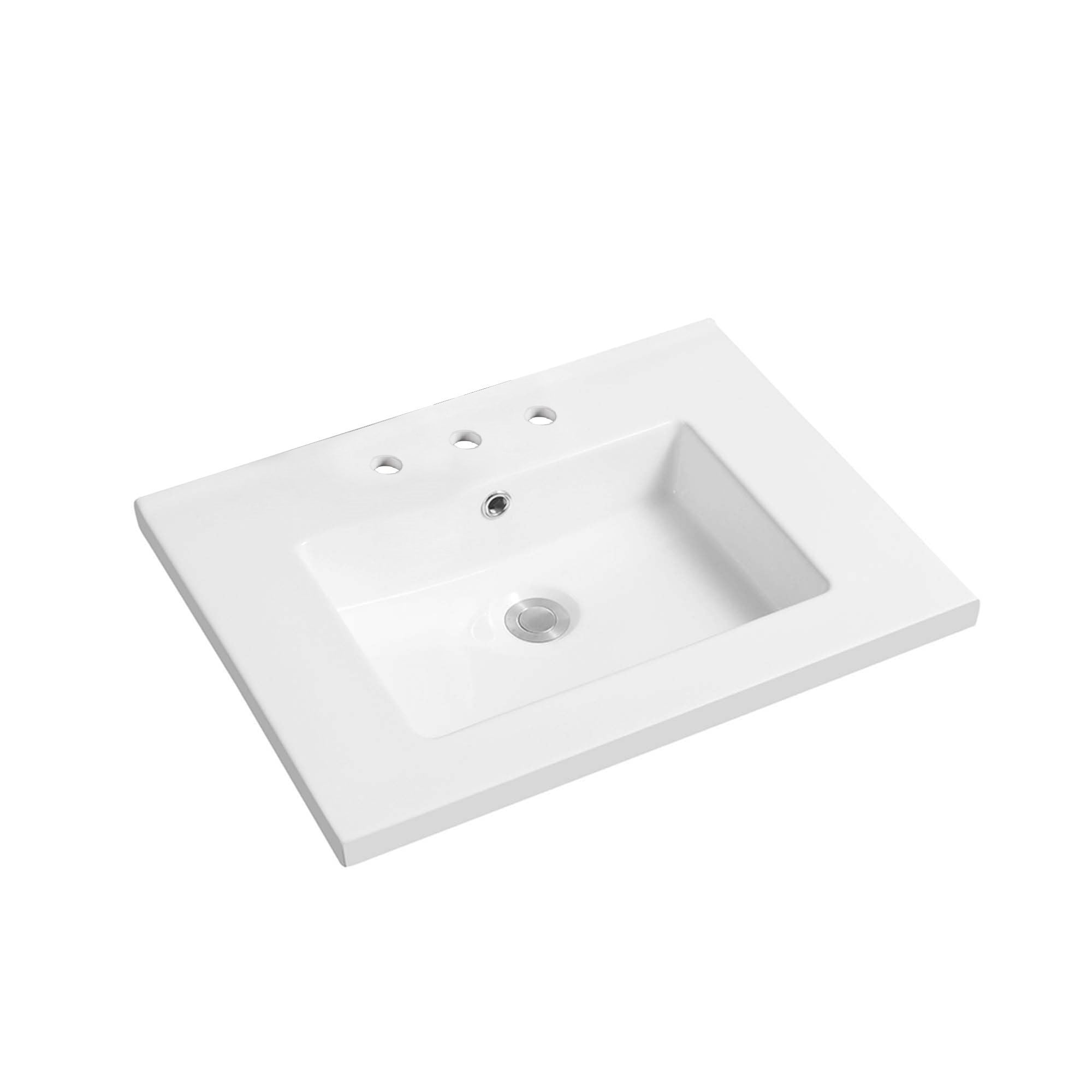 Bellaterra Home - 24-in White Ceramic Single Sink 8-in Centerset Faucet Mount Bathroom Vanity Top