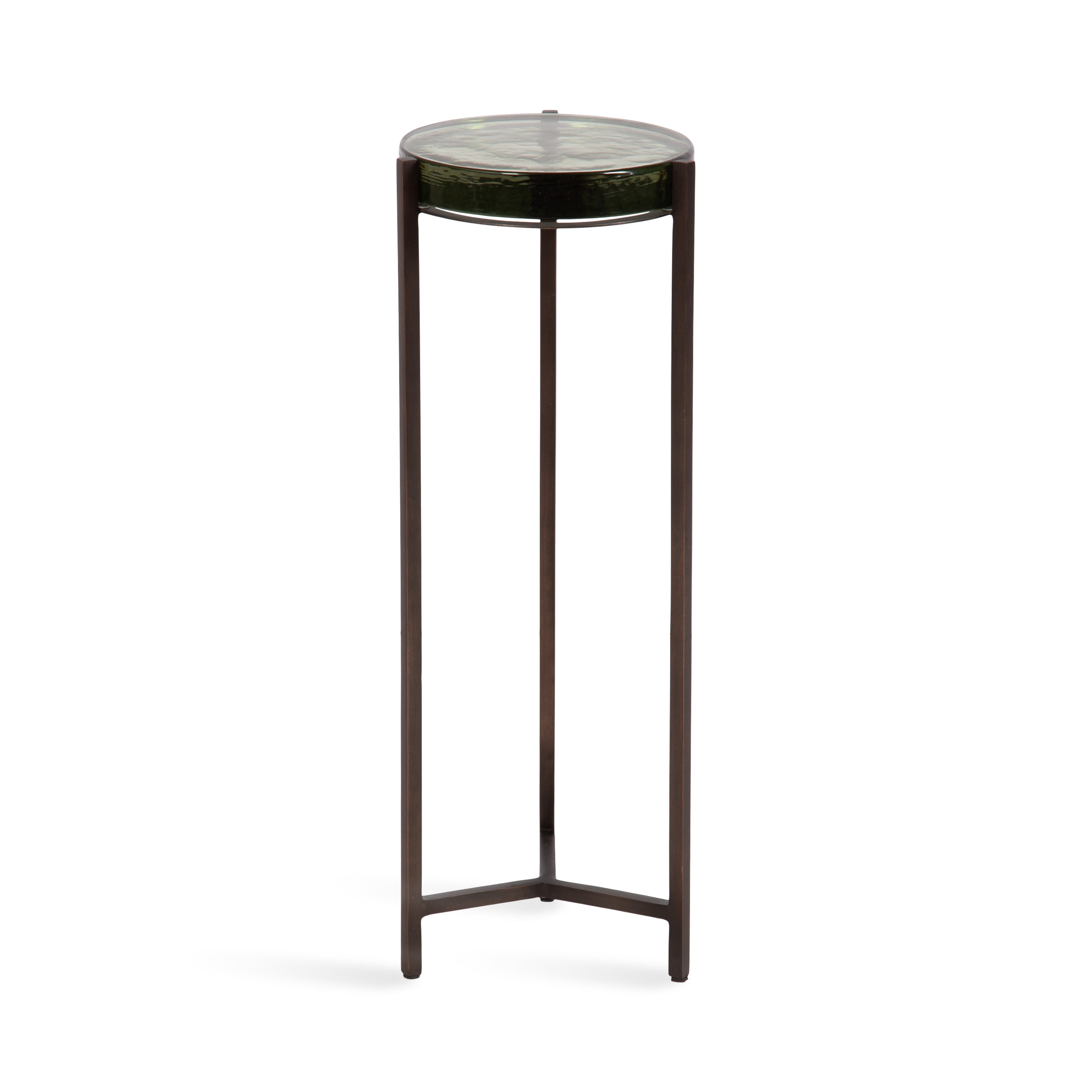 Kate and Laurel 228596 Aguilar 9.00-Inches W x 23.00-Inches H Green/Bronze Glass Round Modern End Table Assembly Required