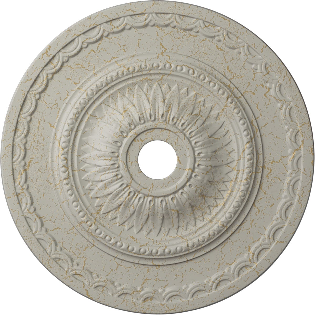 Ekena Millwork CM29SFPCC Sunflower 29.5-in W x 29.5-in L Painted Pot Of Cream Crackle Polyurethane Whole Ceiling Medallion