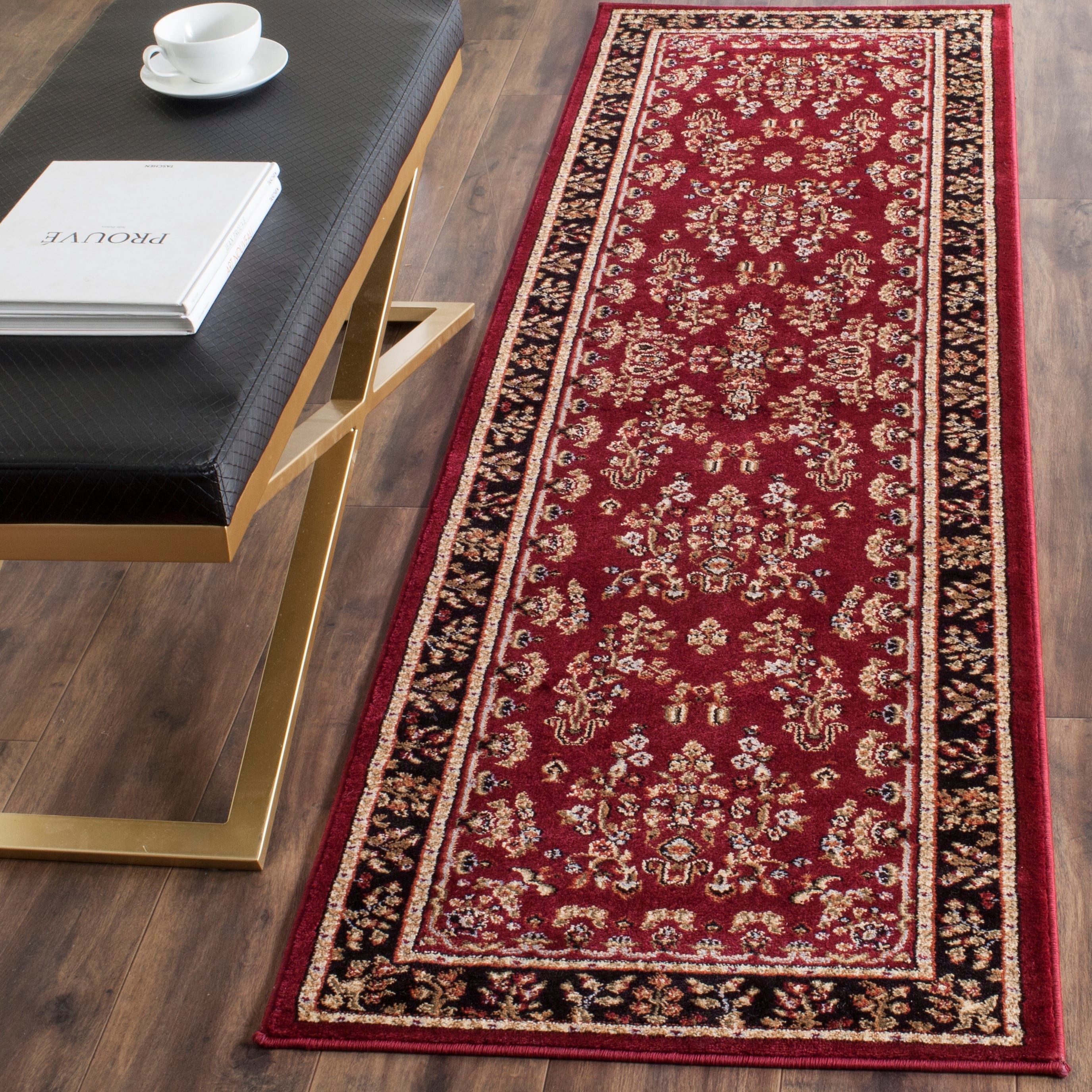 Safavieh LNH331B-26 Lyndhurst Hamadan 2 x 6 (ft) Loomed Polypropylene Red/Black Rectangular Indoor Floral/Botanical Oriental Runner rug