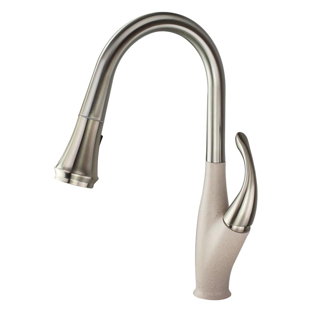 Transolid T3590-LS/16 Layla Luxe Stainless/Cafe Latte Double Handle Deck-mount Pull-out Kitchen Faucet