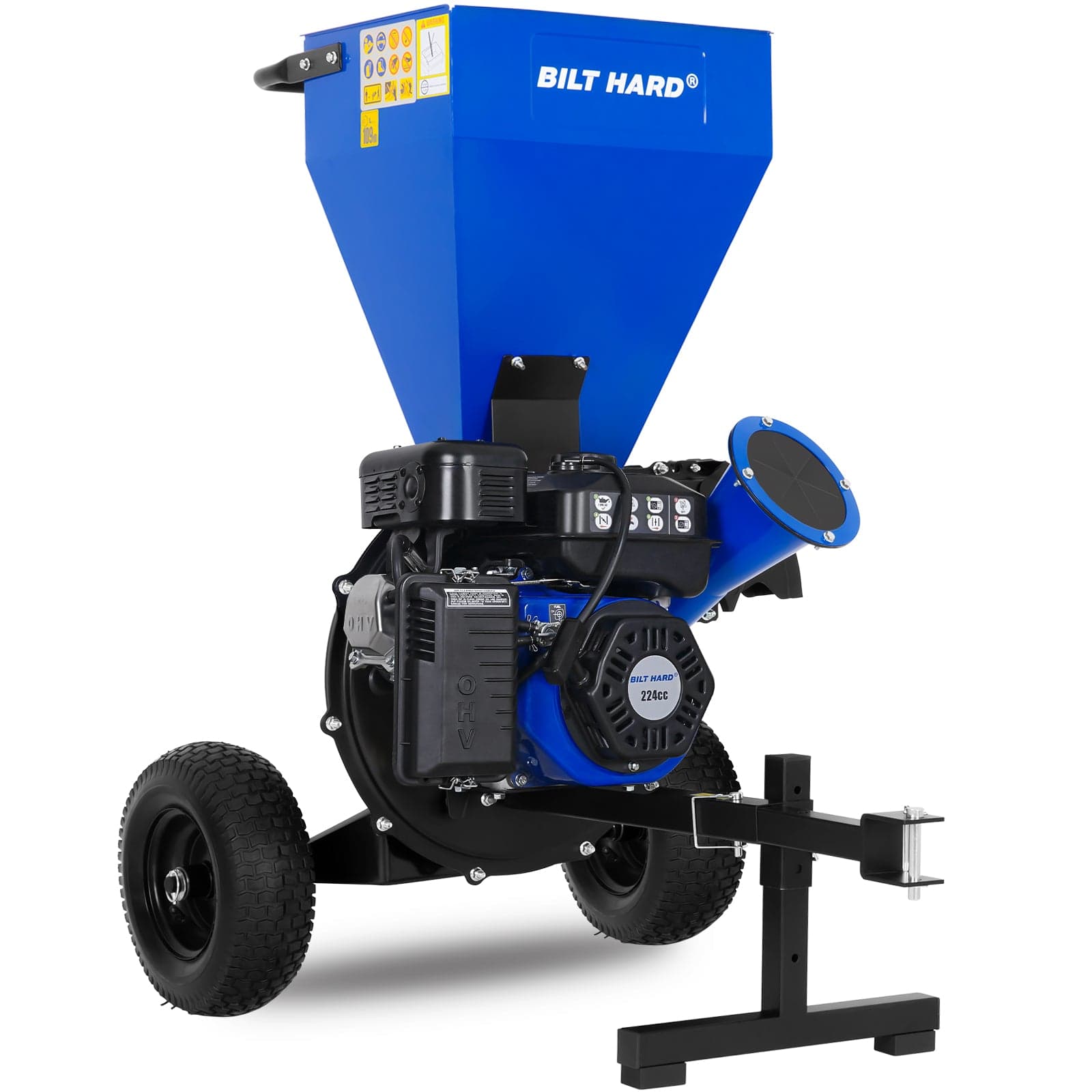 BILT HARD  7.5HP Gas Wood Chipper 3in Maximum Branch Diameter with Tow Hitch