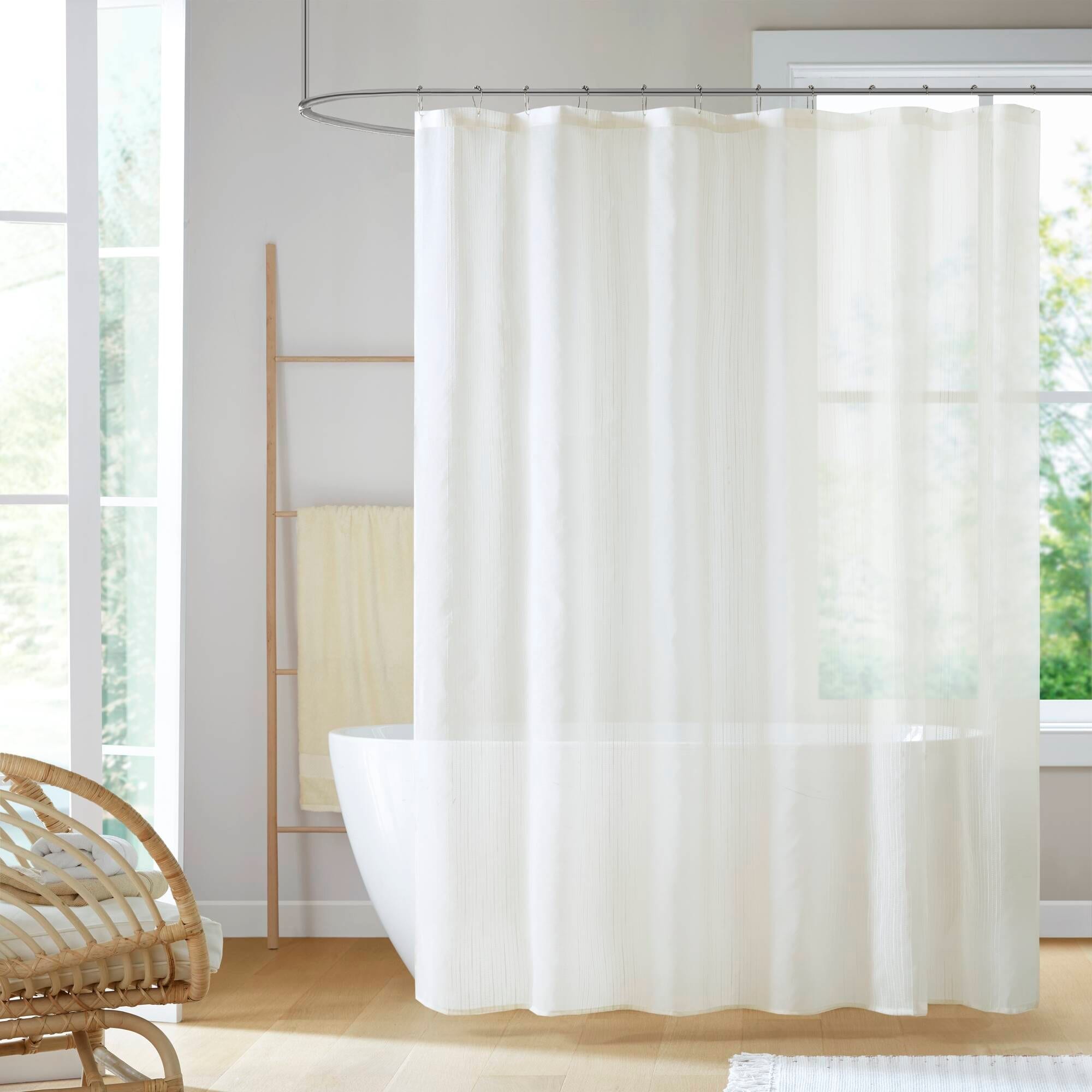 Wooakway 72x84 in Sheer Shower Curtain Ivory Waterproof Standard Size Bathroom Curtains Shower Curtains for Bathroom Modern Decorative Bathroom Shower Curtains Bathroom Essentials