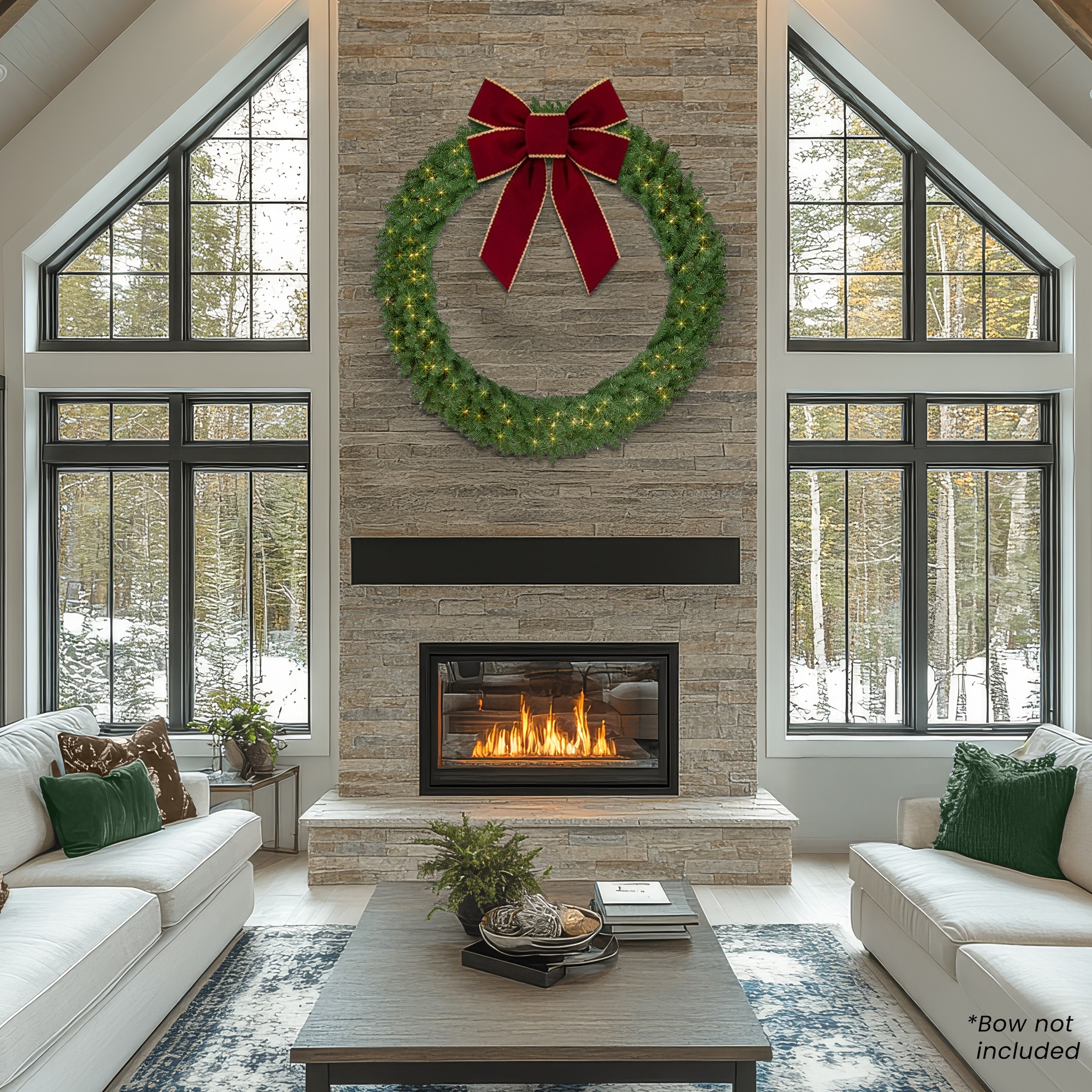 Northlight - Pre-Lit Deluxe Dorchester Pine Artificial Christmas Wreath - 60 inch - Clear Lights