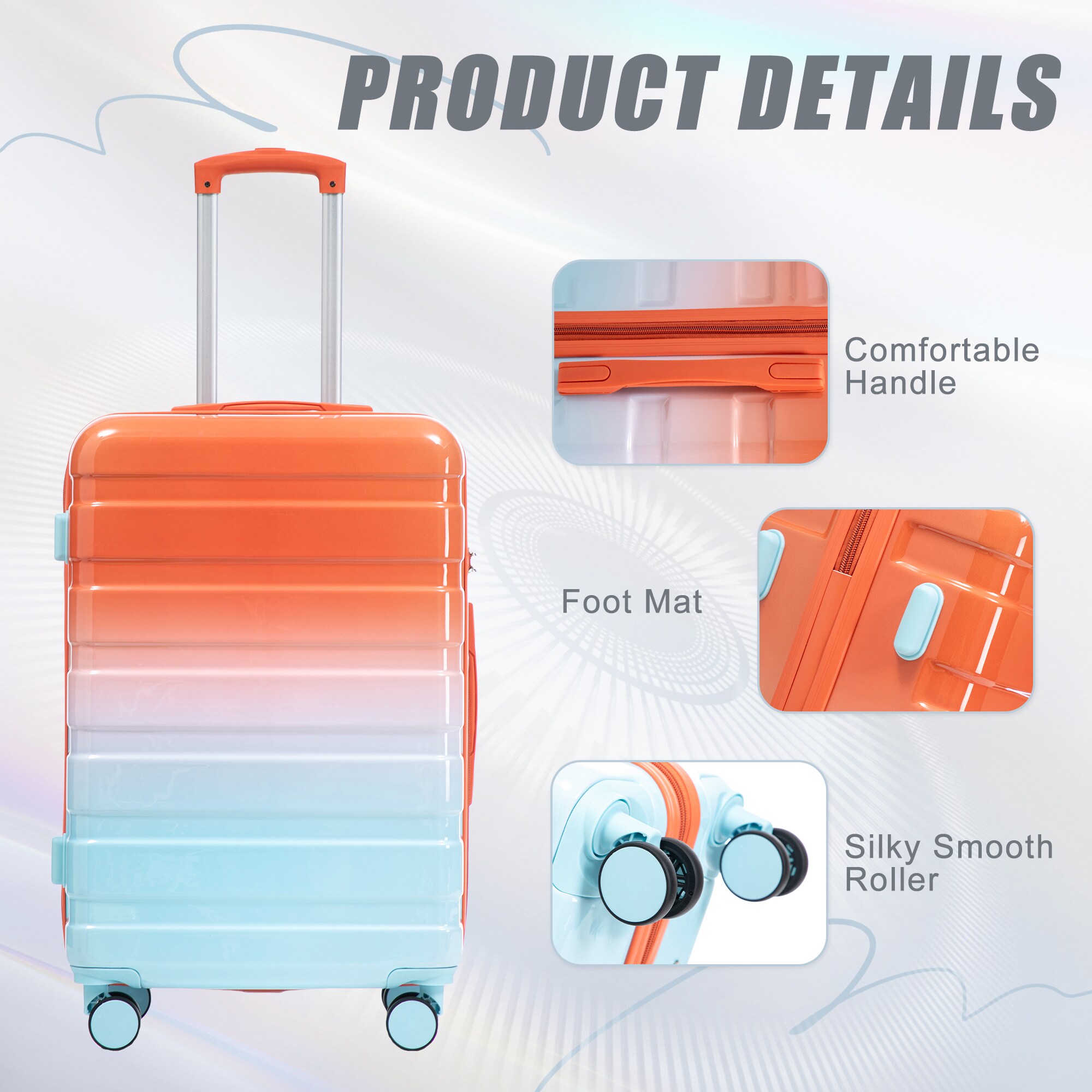 LOVMOR 20in24in28in 3 pcs PC Spinner Wheel Luggage Set With Combination ...