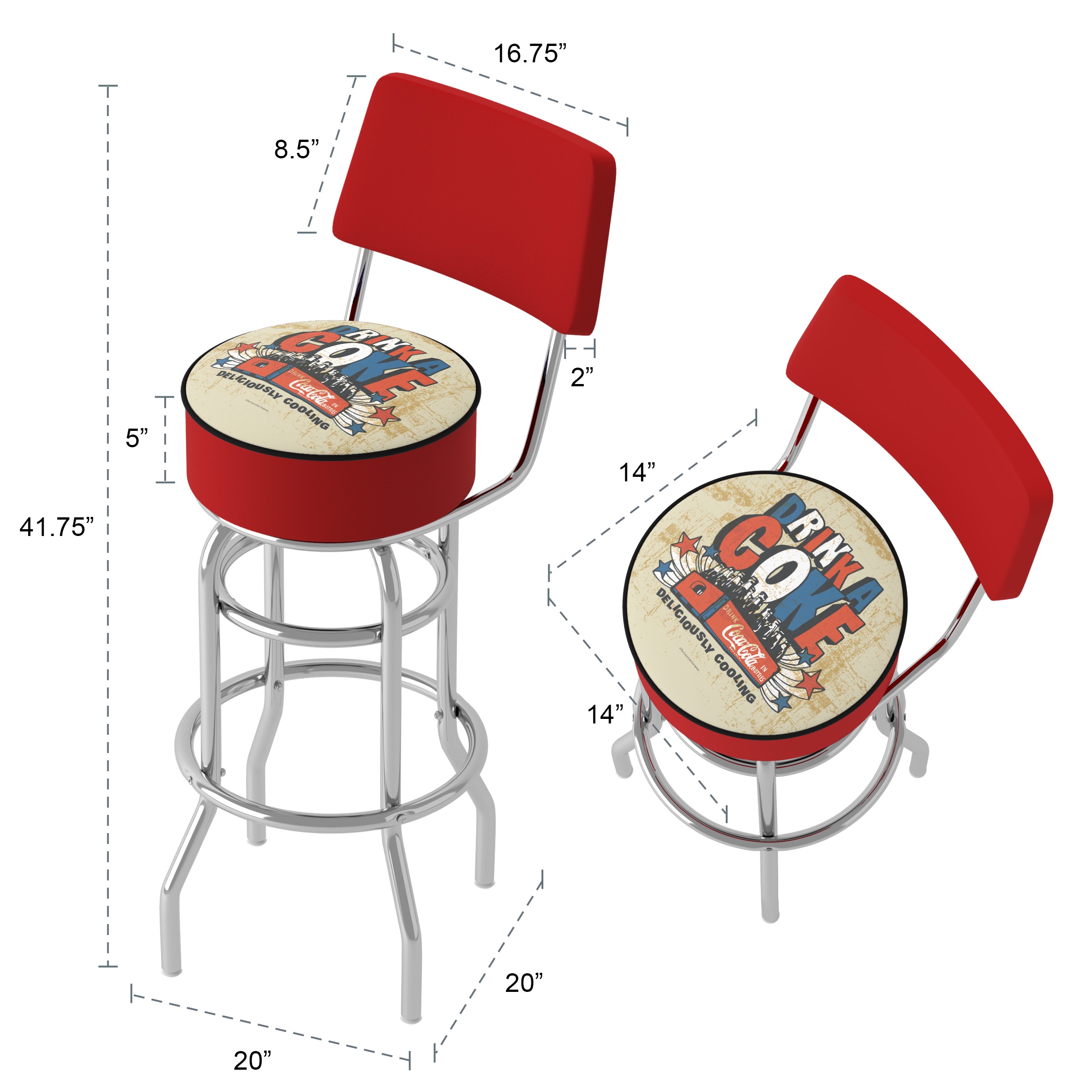 Trademark Gameroom COKE-1100-BZ2 stools - View #6