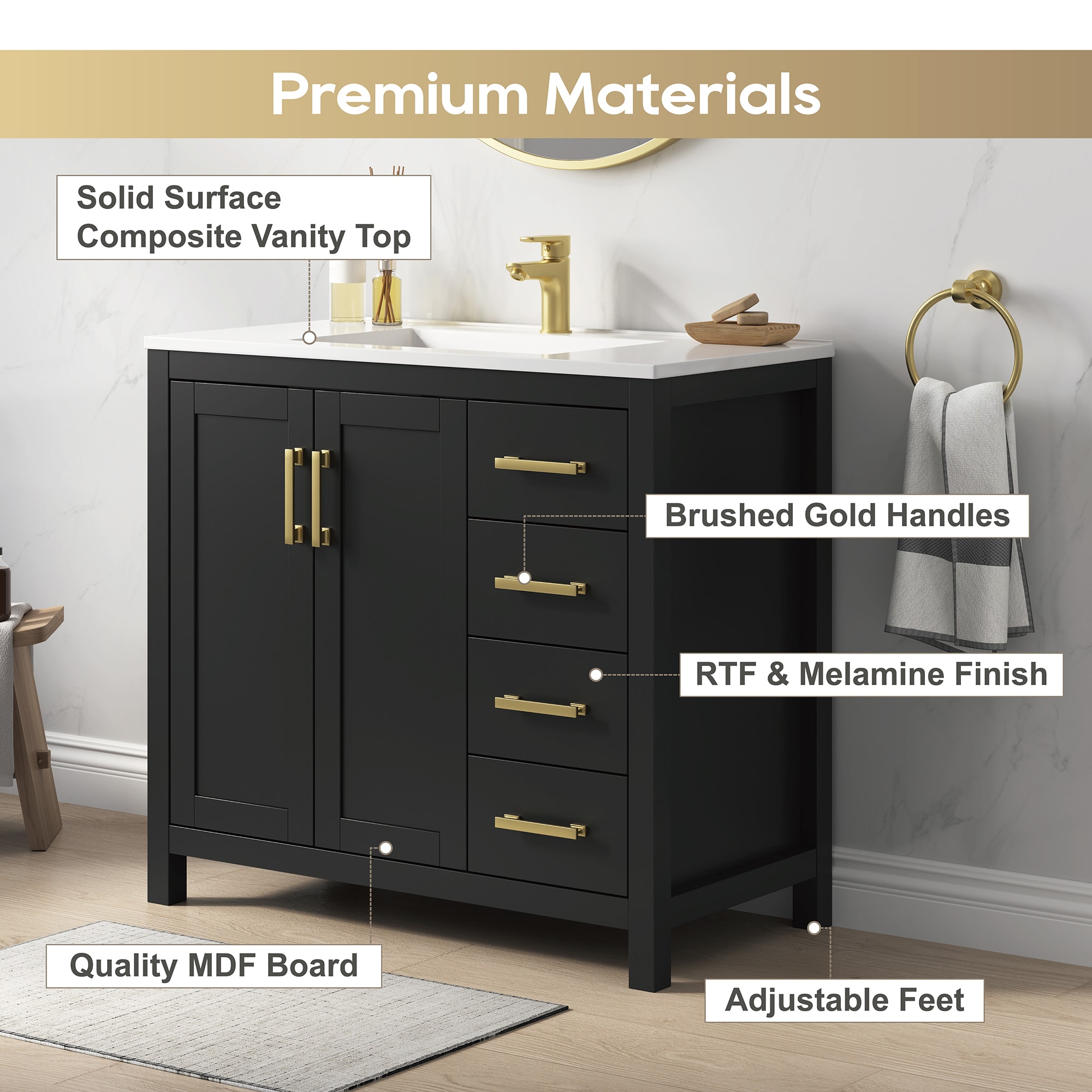 DELUXE LIVING V24033KD-36BK Bath-Vanity-Combo - View #8