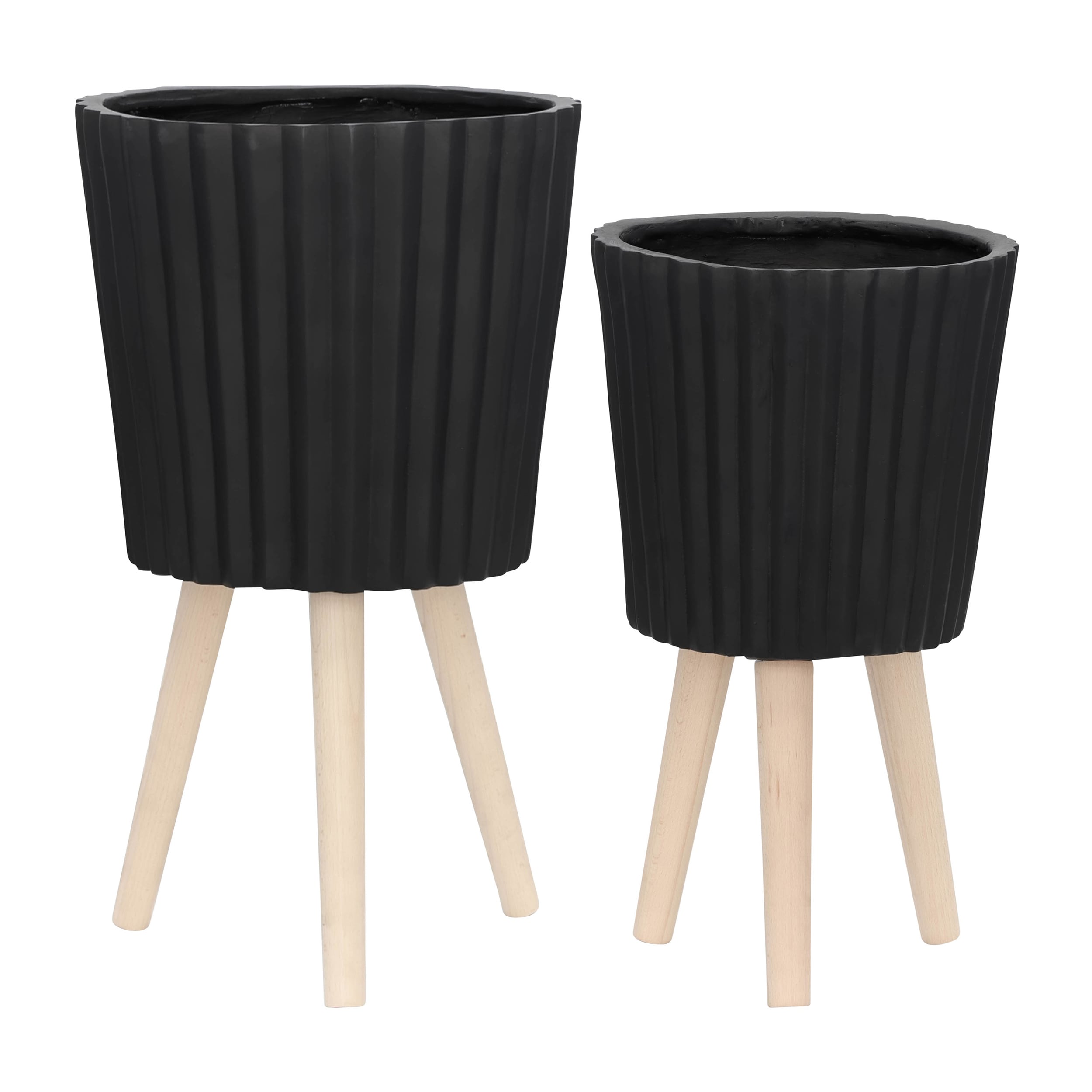 Kahomvis HDA-QPB0-821 Round 12.0-in W Medium Black Plastic Indoor/Outdoor Planter