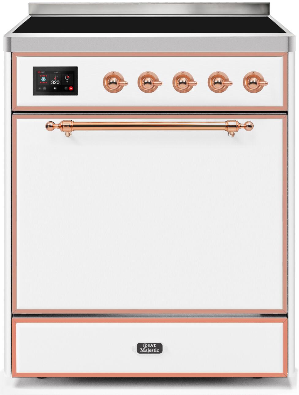 ILVE Majestic 2 30-in 4 Elements Convection Oven Freestanding Induction  Range (White/Copper Trim) at