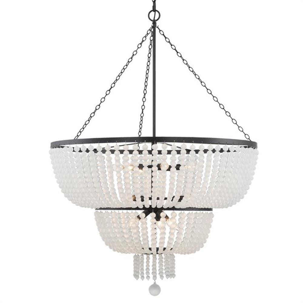 Crystorama 612-MK Rylee 12 -Light Matte Black Rustic Crystal For Use in Bathrooms, Foyers, Kitchens, Chandelier
