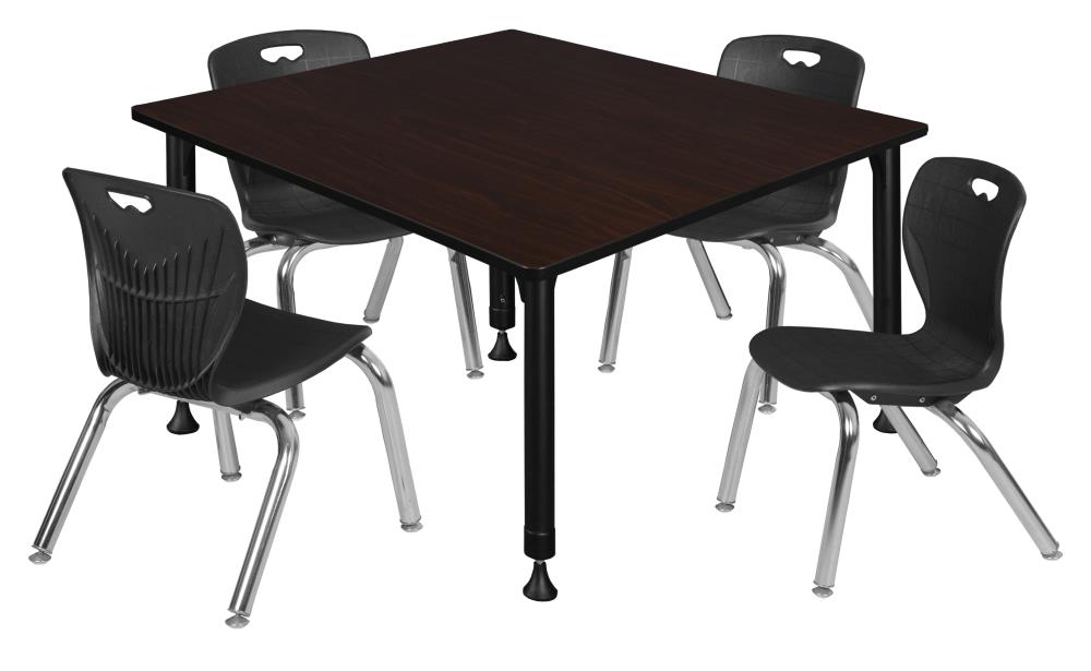 Regency TB4848MWAPBK45BK Classroom Tables Brown 4-Person Training Table (48-in W x 34-in H)
