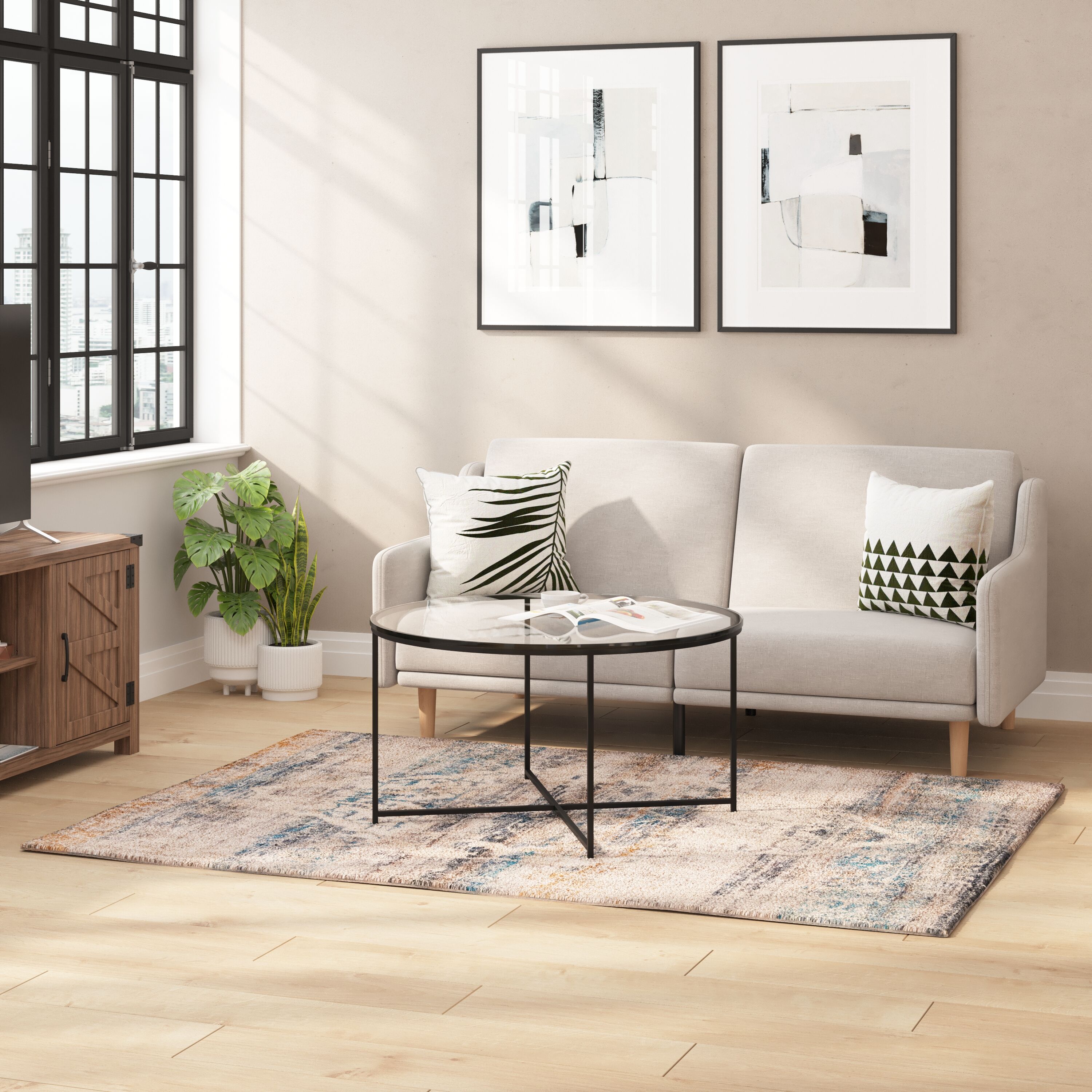 Taylor & Logan 196861090448 Lorne 5 x 7 (ft) Polyester Blue Rectangular Indoor Mid-Century Modern Area rug