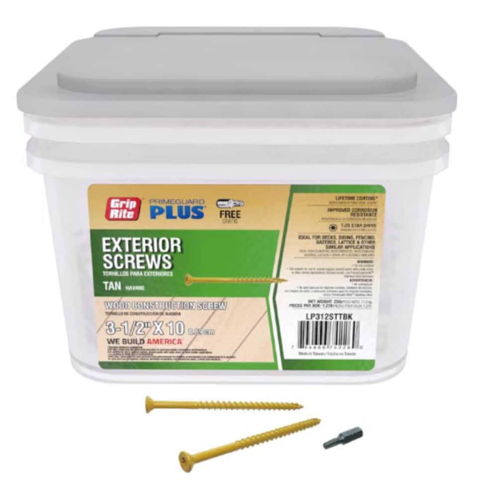 Grip-Rite Grip Rite PrimeGuard Plus No. 10 wire X 3 1/2 in. L Tan Star Flat Head Deck Screws 25 lb