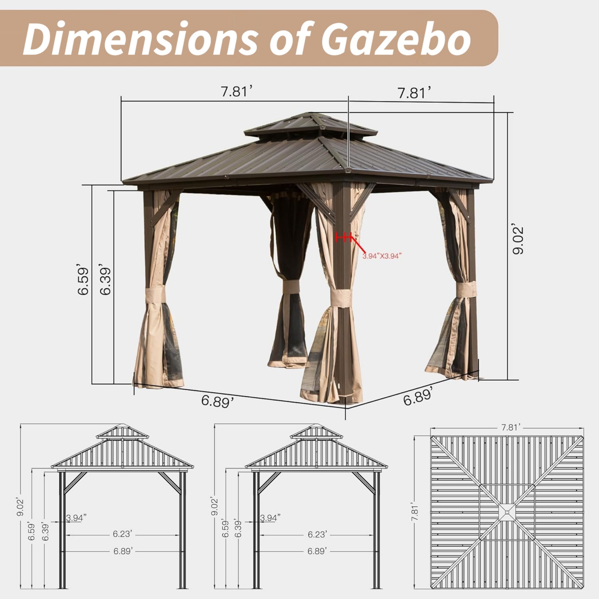 ToolCat BZ2-34-PW Wood-Resin-Gazebos - View #5