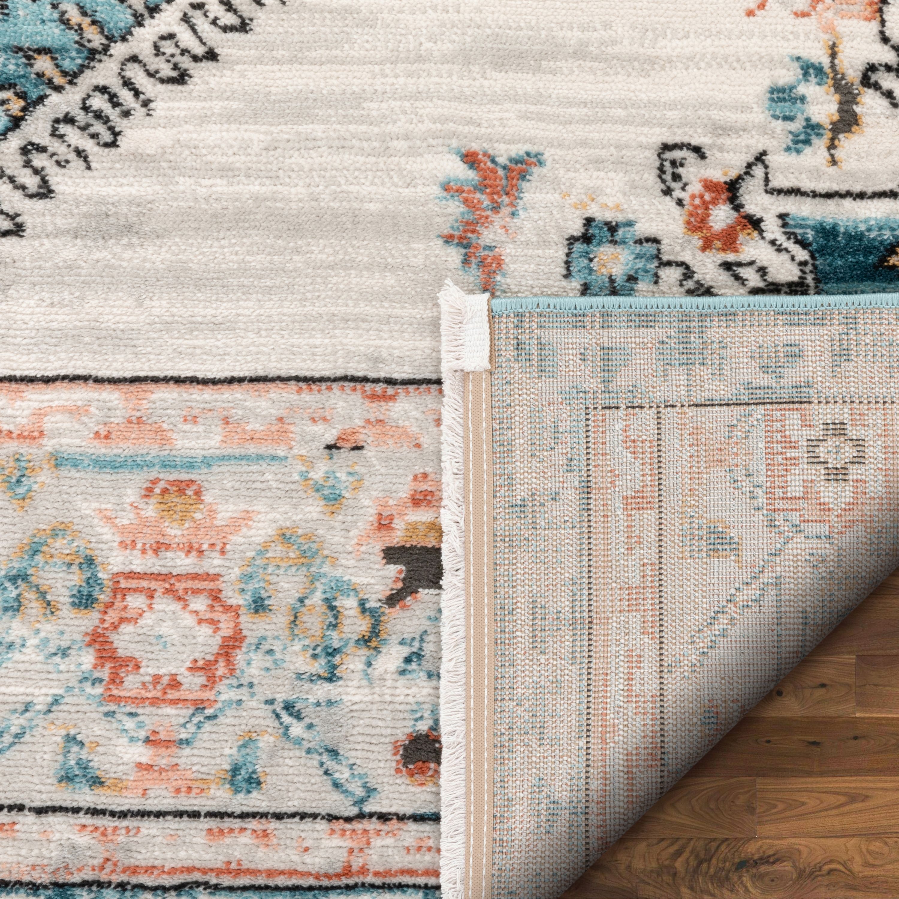 Indira Manor Vintage Bohemian Medallion Blue 6'7'' x 9'6'' Area Rug