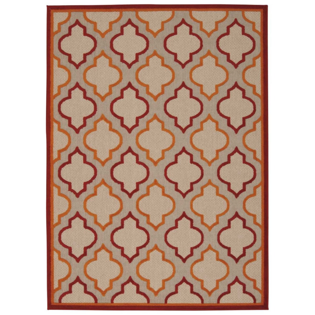 HomeRoots 4000384724 5 x 7 (ft) Polypropylene Red Rectangular Indoor/Outdoor Geometric Area rug