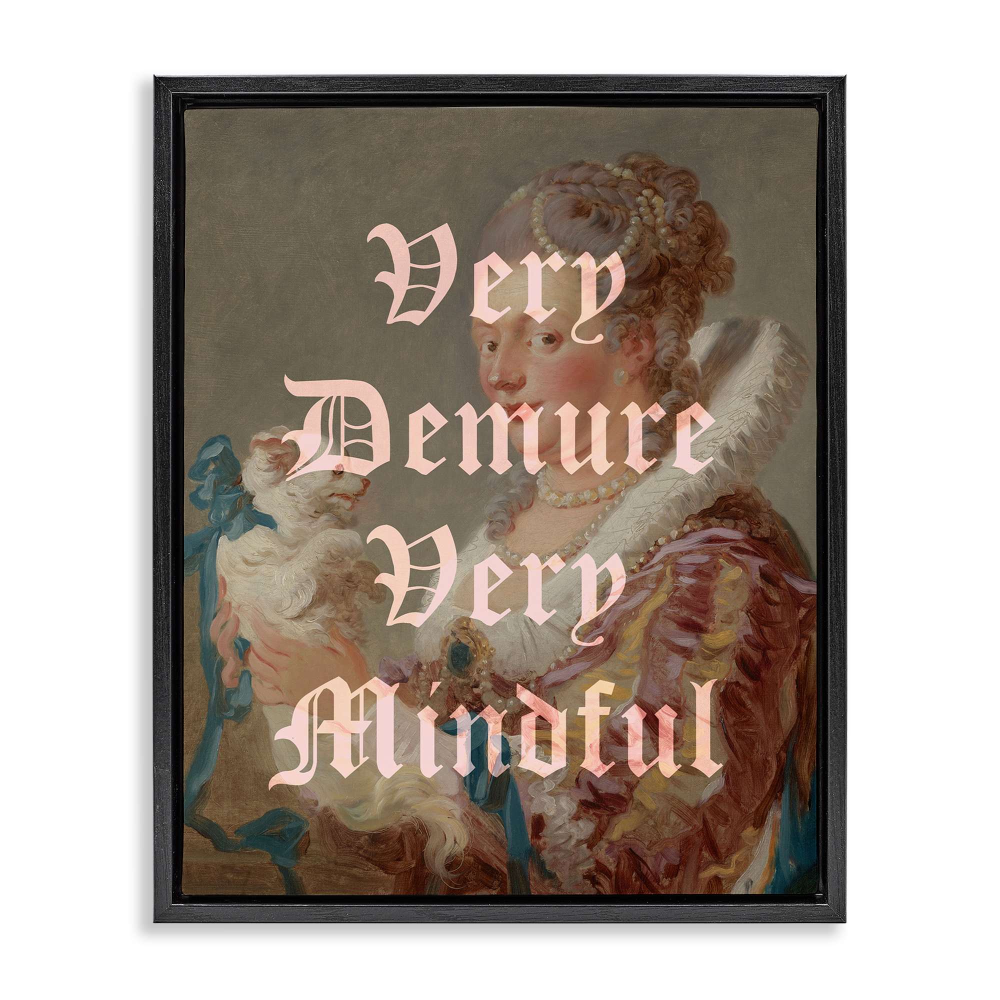 Stupell Industries BT-101-FFB-16X20 Demure and Mindful Classic Black Framed Floater Canvas Wall Art By Lil' Rue 17 x 21