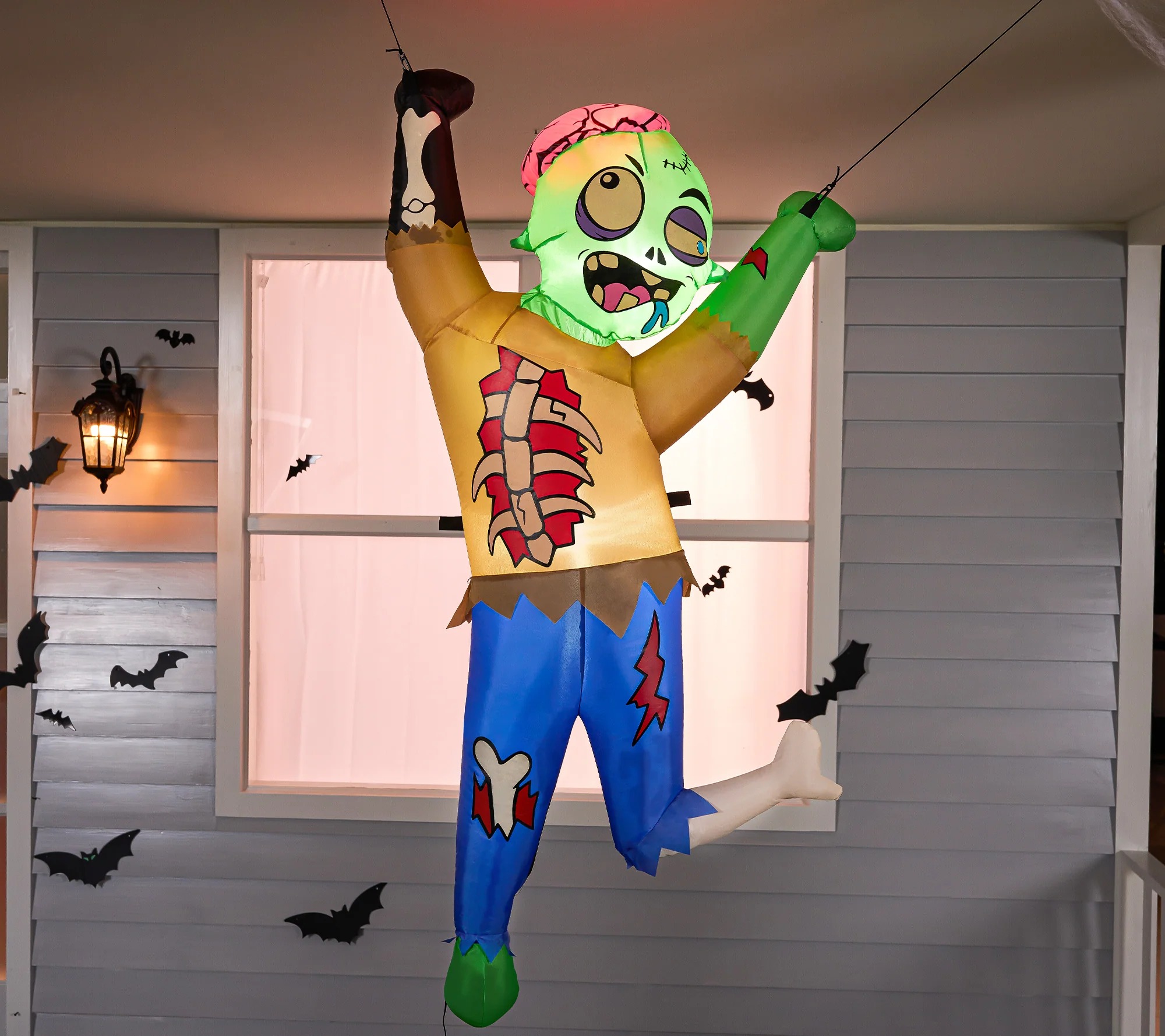 Joyfy 31761-B 5FT Halloween Inflatables with Built-in LEDs  Ghost and Zombie Indoor Outdoor Decor