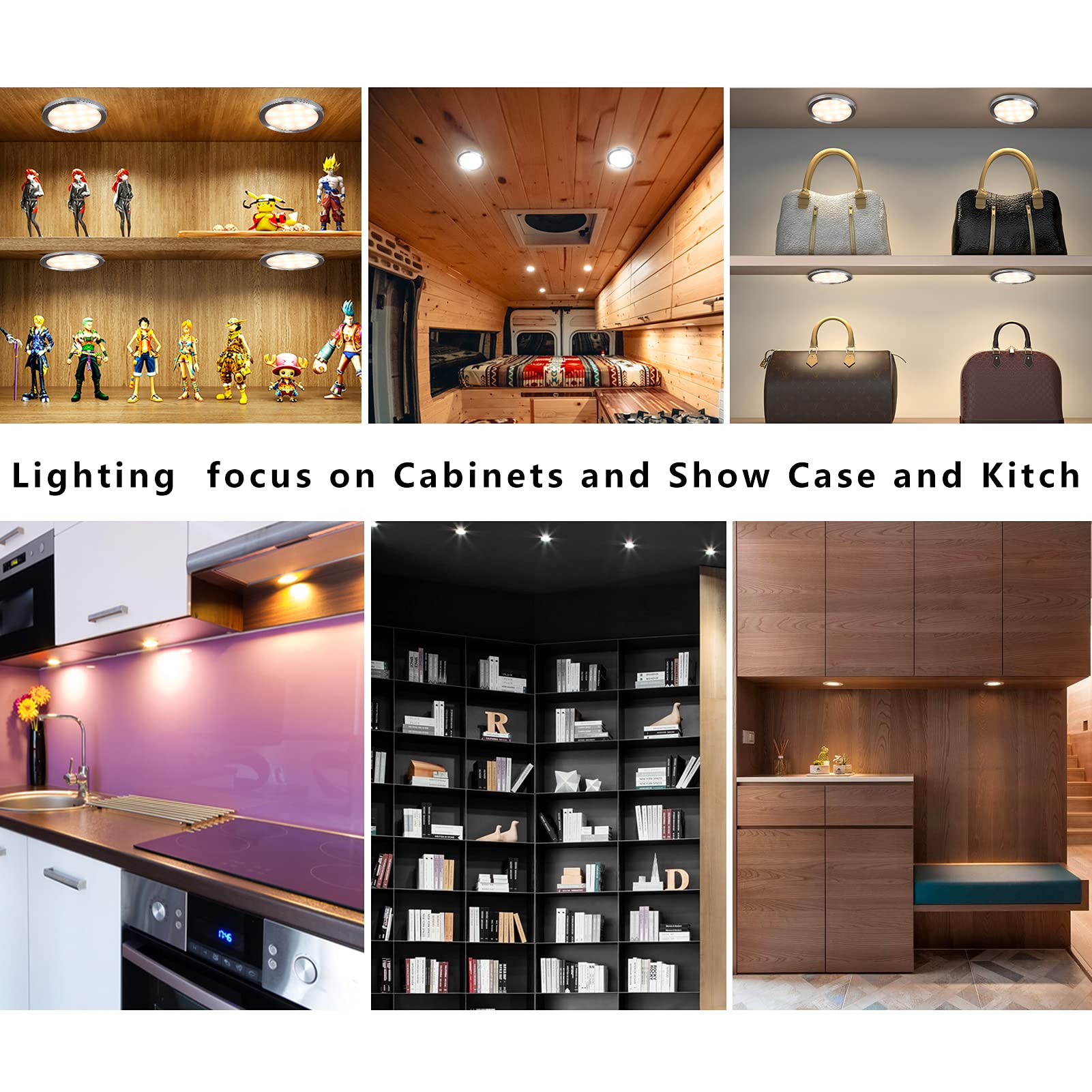 IUEST 8-Pack Smart Puck Lights with Bluetooth App Control Dimmable ...