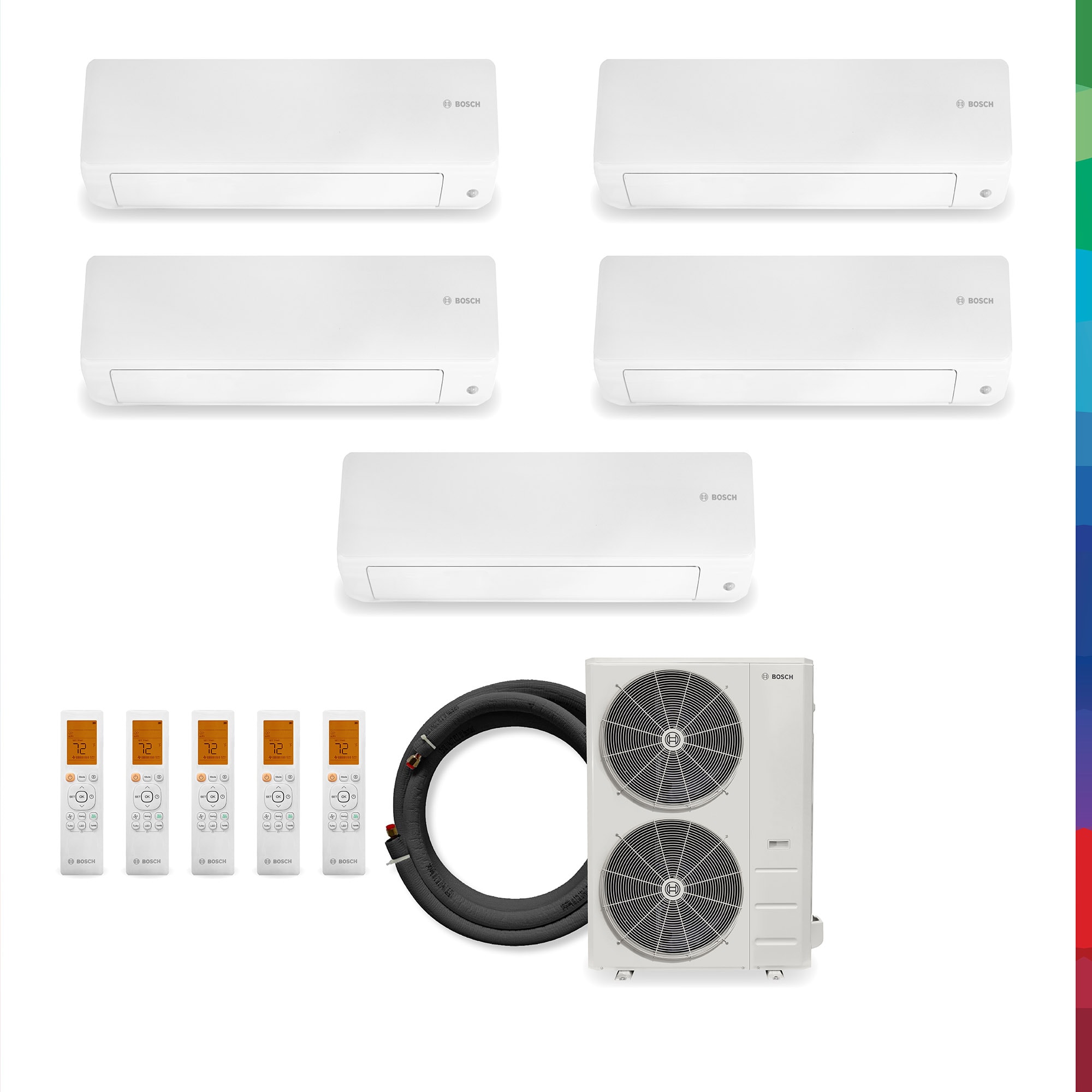 Bosch 8733969591 Quad or more Zone 48000-BTU 17.5 SEER Ductless Mini Split Air Conditioner Heat Pump Included with 25-ft Line Set 230-Volt