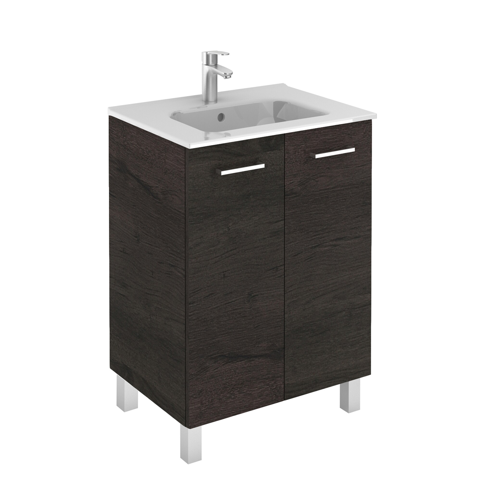 WS Bath Collections LOGIC 60 WE Logic Vanities 24-in Wenge Single Sink Bathroom Vanity with Ceramic White Ceramic Top