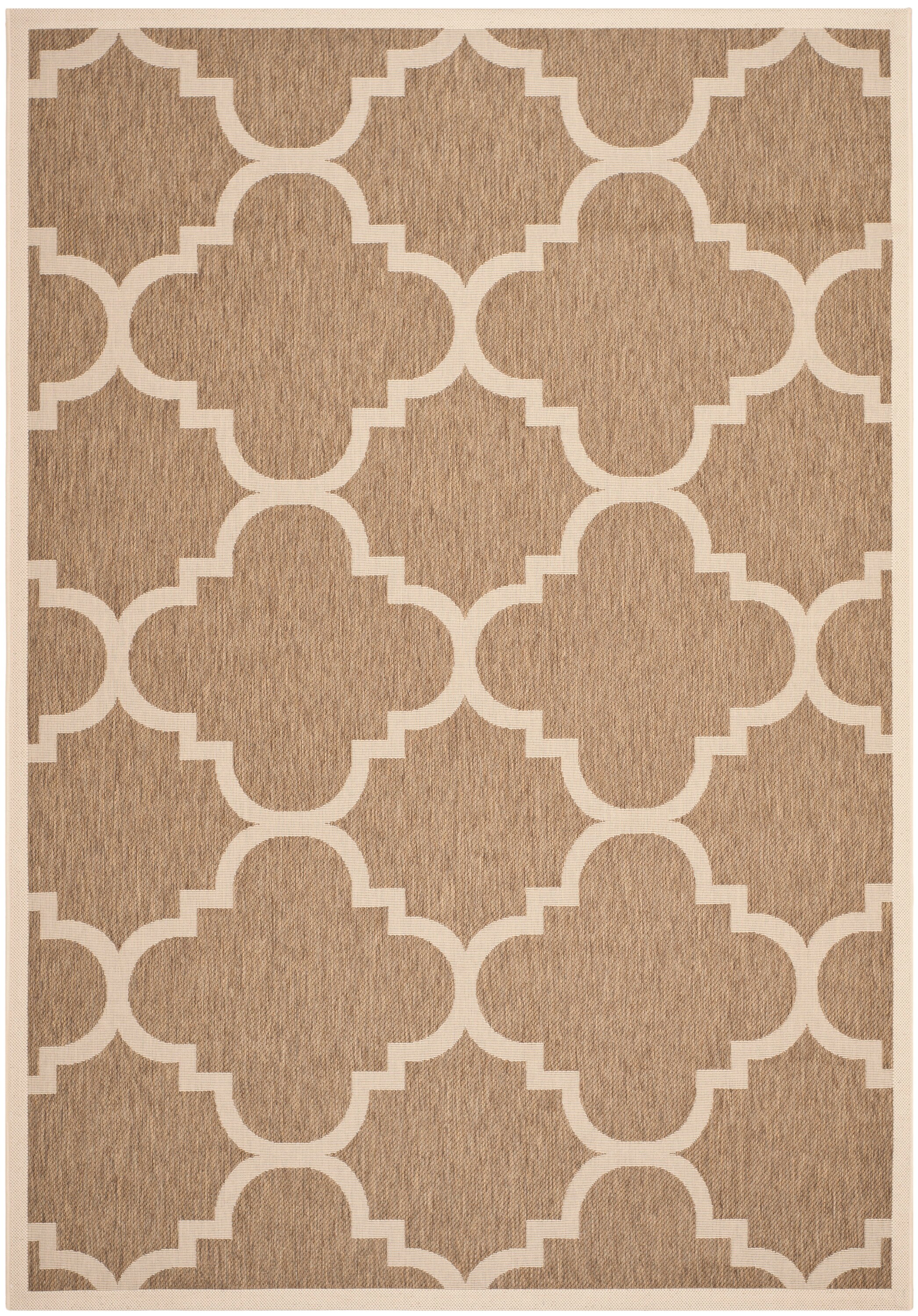 Safavieh CY6243-242-6 Courtyard Lihue 7 x 10 (ft) Loomed Polypropylene Brown Rectangular Indoor/Outdoor Geometric Coastal Area rug