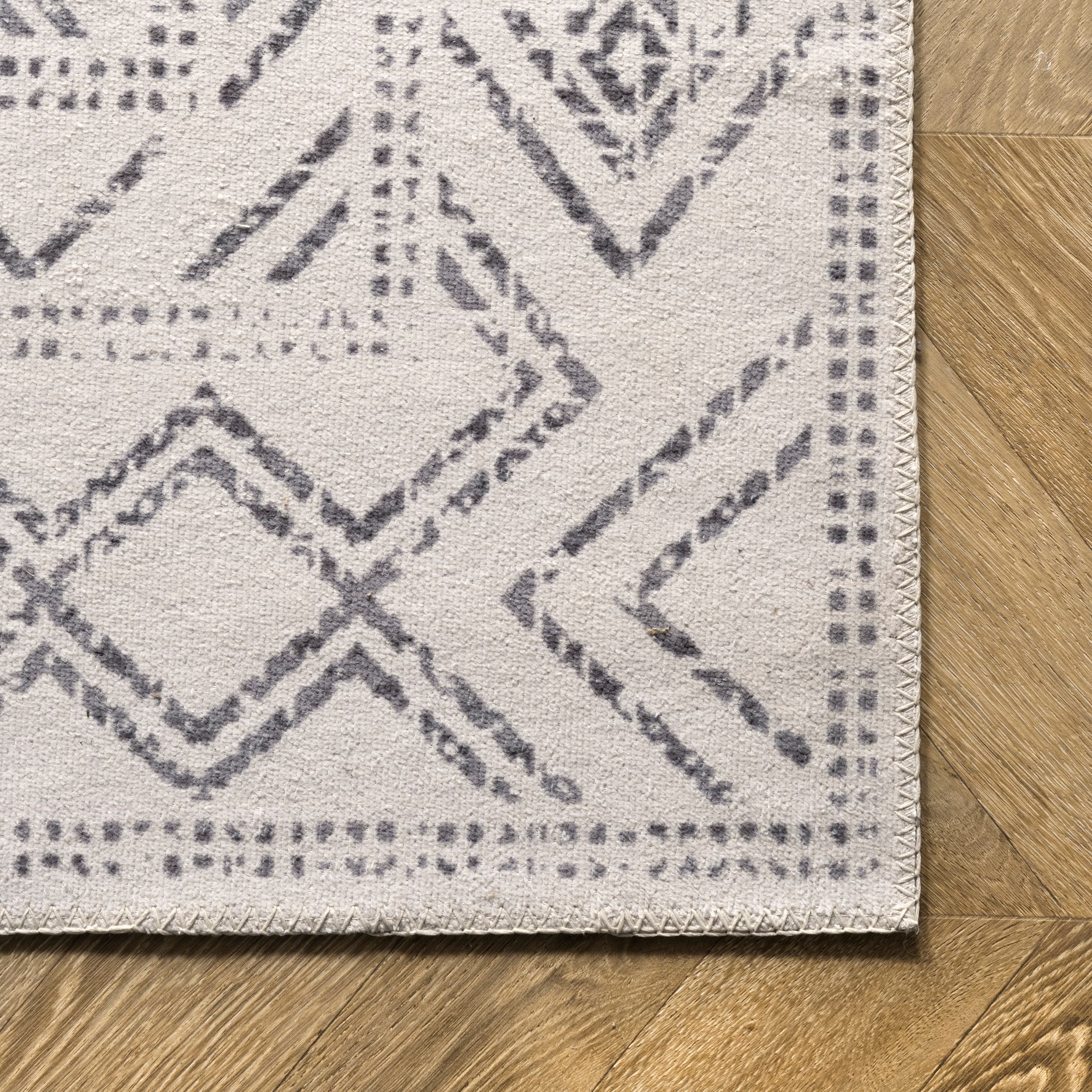 nuLOOM Kira Machine Washable Tribal Geometric Area Rug, Grey, 8x10 ft