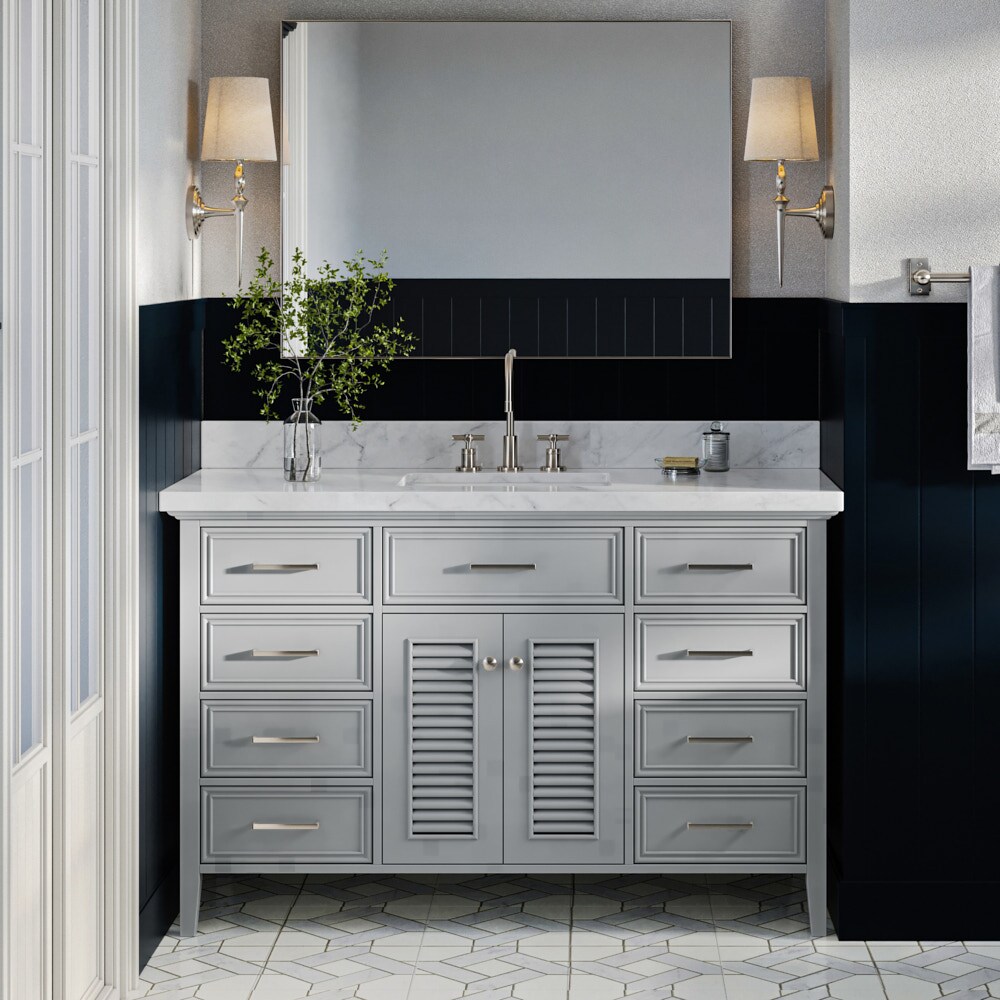 ARIEL D055S-VO-GRY Kensington 55-in Gray Undermount Single sink Bathroom Vanity with White Natural marble Top
