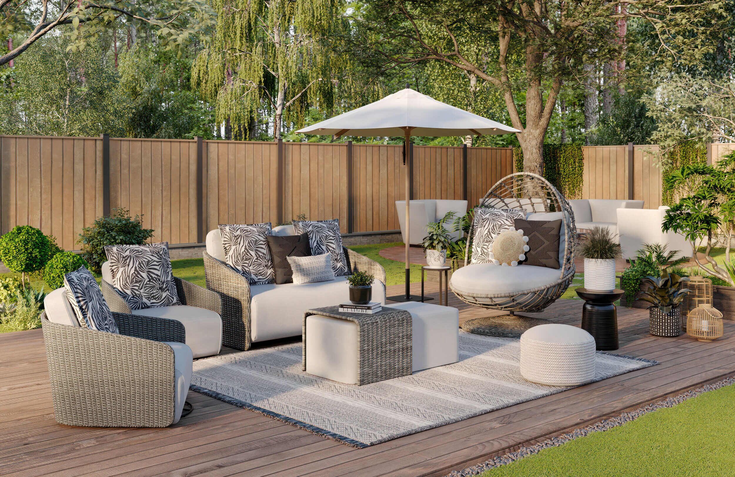 Origin 21 8.46-ft Aluminum Octagon Market Patio Umbrella