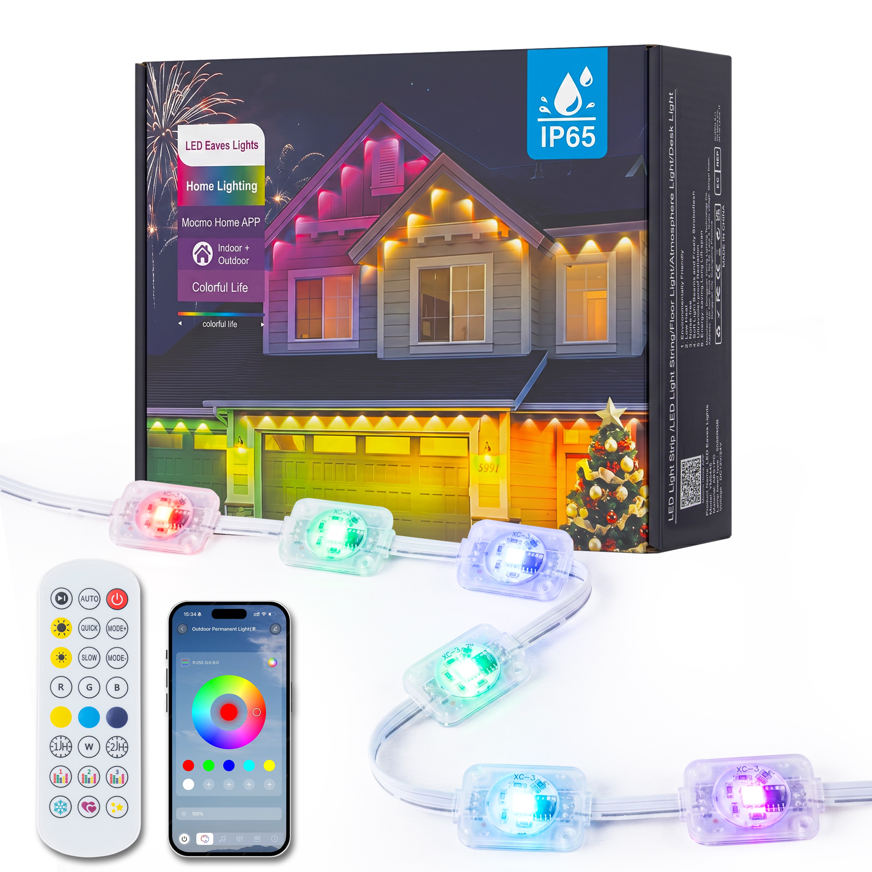 C Cattleya 100-ft Plug in White Outdoor String Light with Color changing -Light LED Mini Bulbs and with Remote Bluetooth and