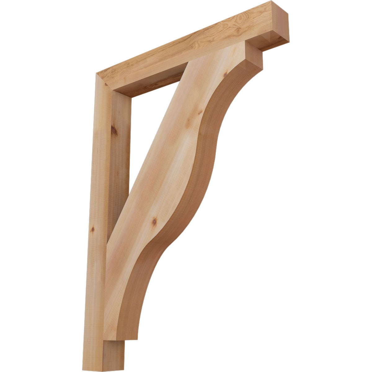 Ekena Millwork BKT04X32X44FST05SWR Funston Block Smooth 3-1/2-in x 32-in x 44-in Western red cedar Brown Wood Standard bracket